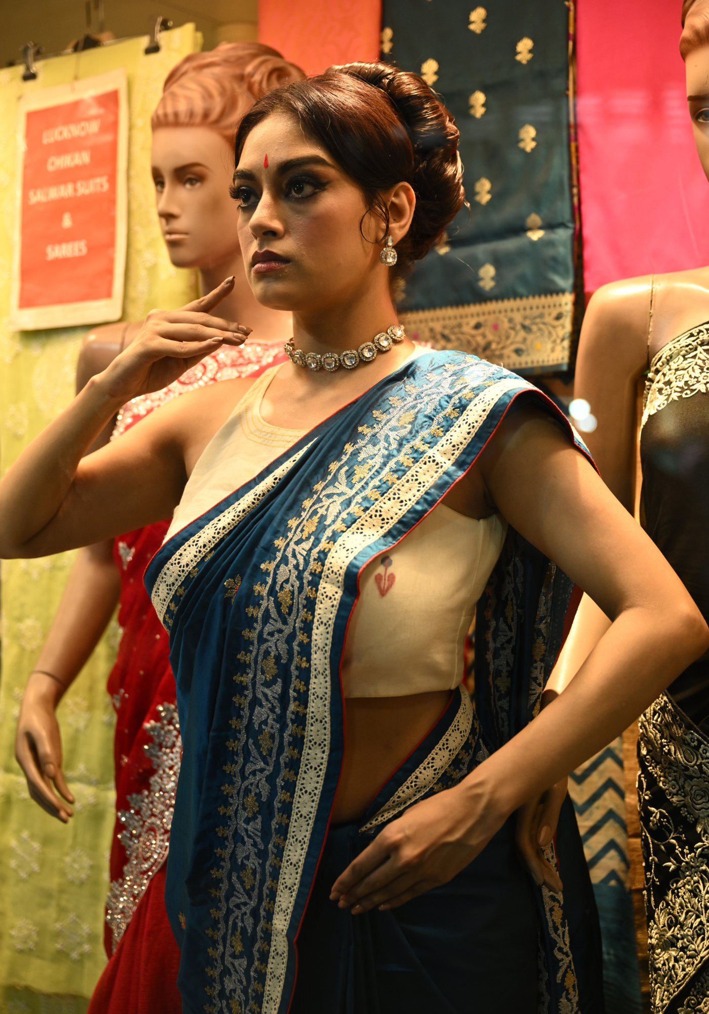 NEEL KORAT PHOOL SILK SAREE