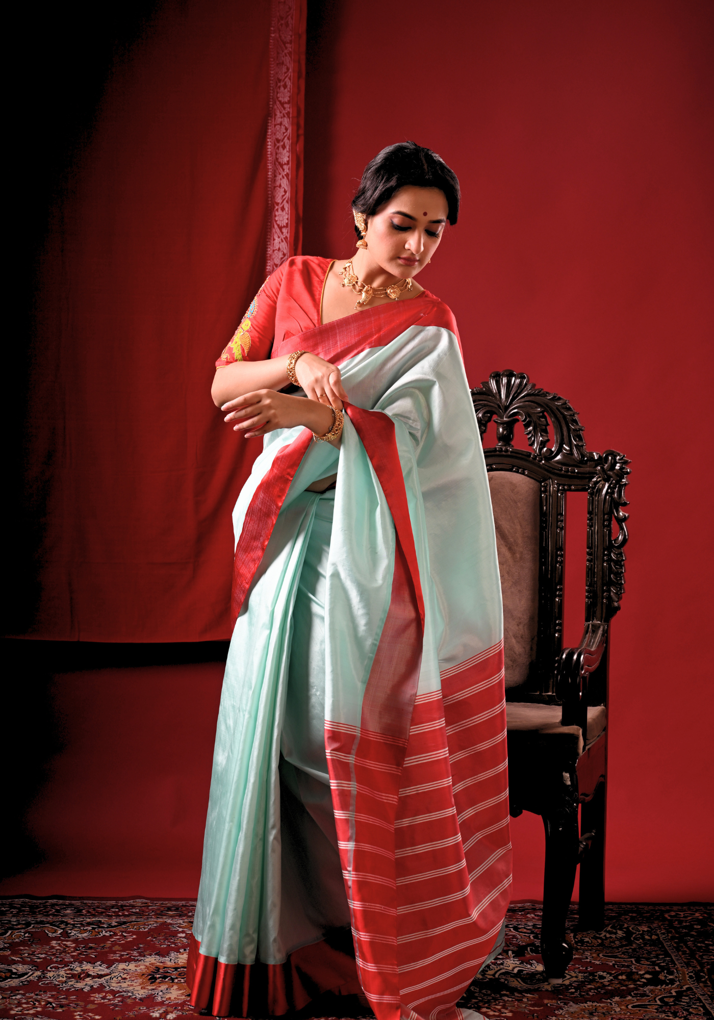 NEELA AASMAN GOROD SILK SAREE