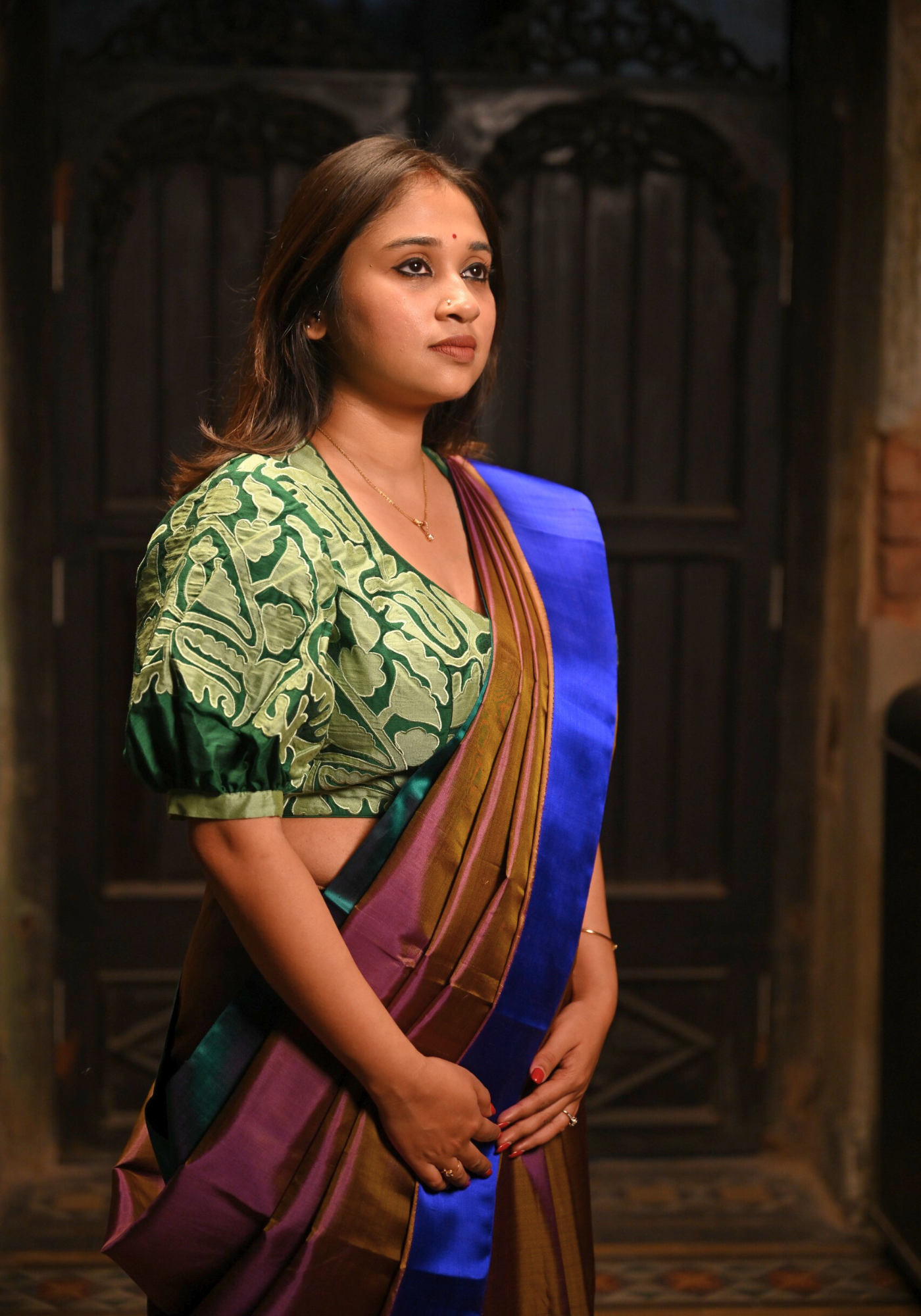 FERN GREEN PATCH WORK BLOUSE