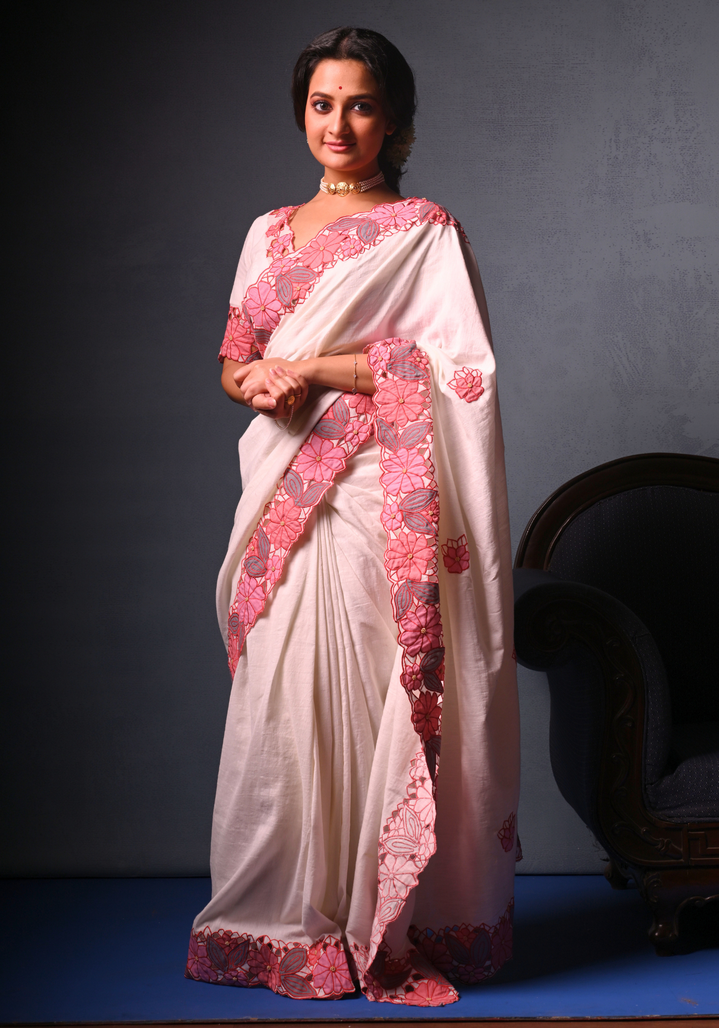 SHADA CUTWORK MADHABILATA SAREE