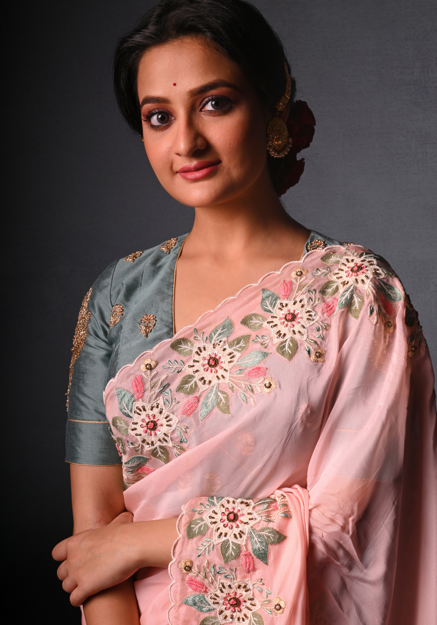 GREYISH GREEN CHANDRAKALA BLOUSE