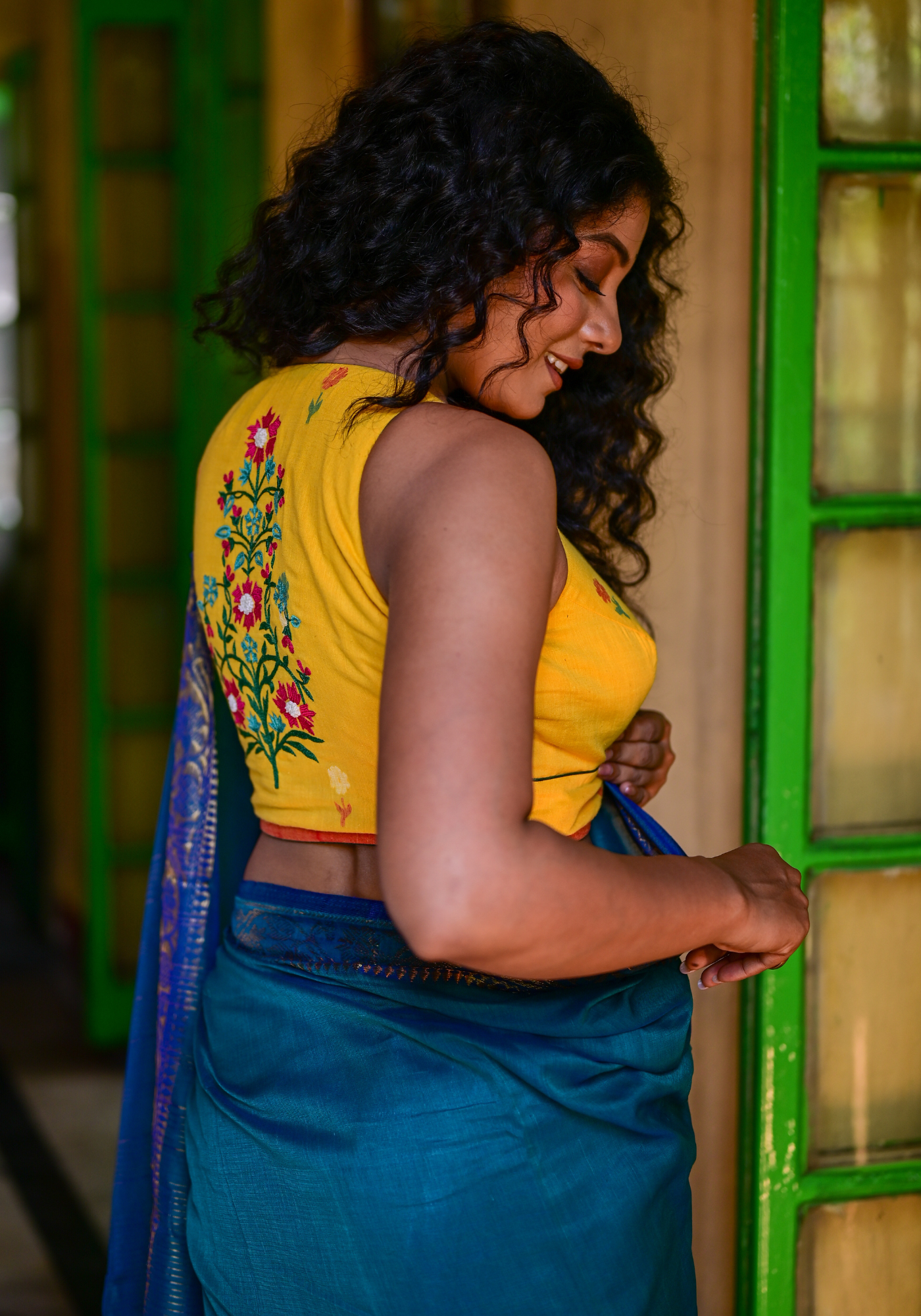 YELLOW JAMDANI PAISLEY TREE BLOUSE