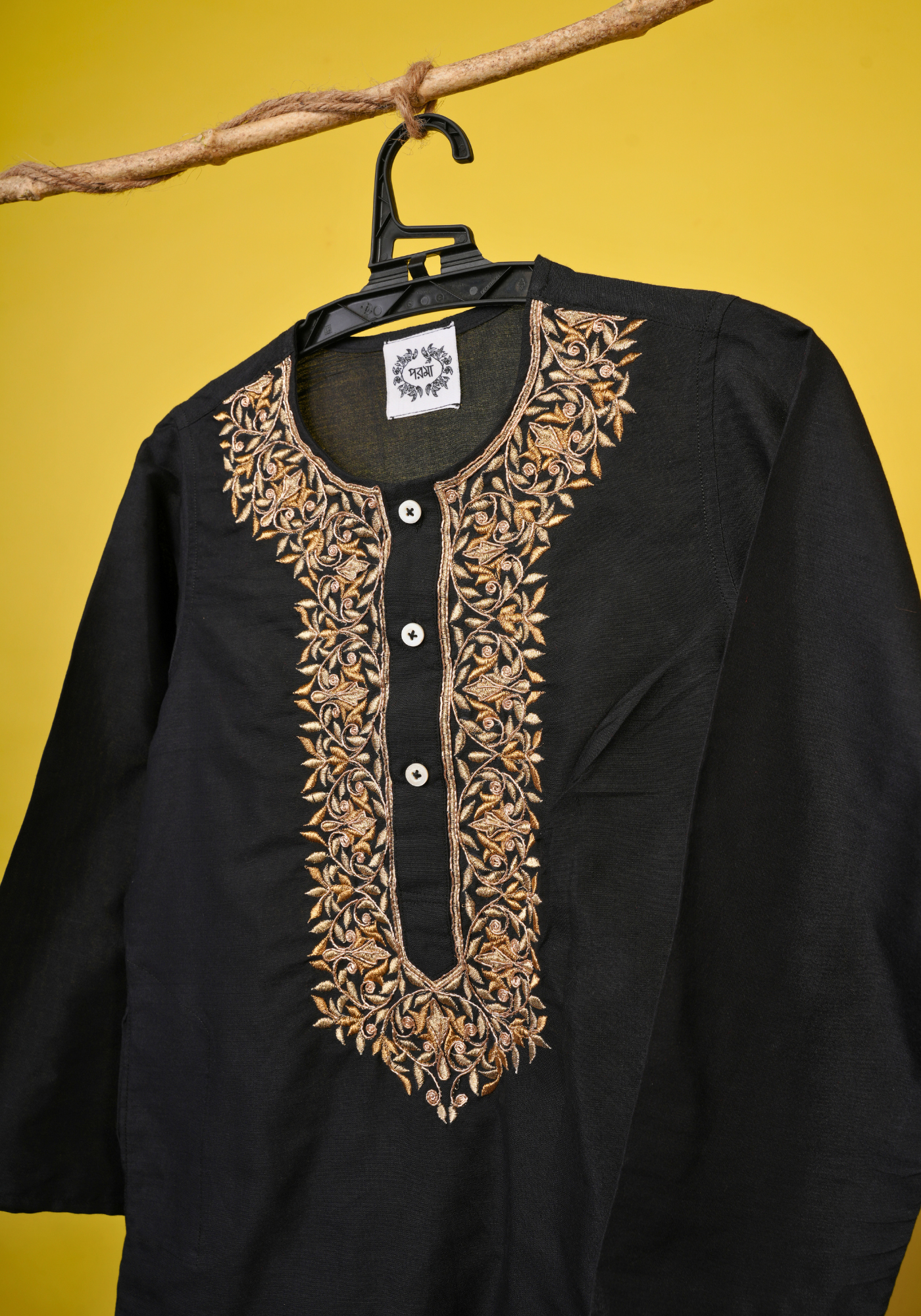 NEET BOR BLACK & BEIGE KURTA DHUTI SET