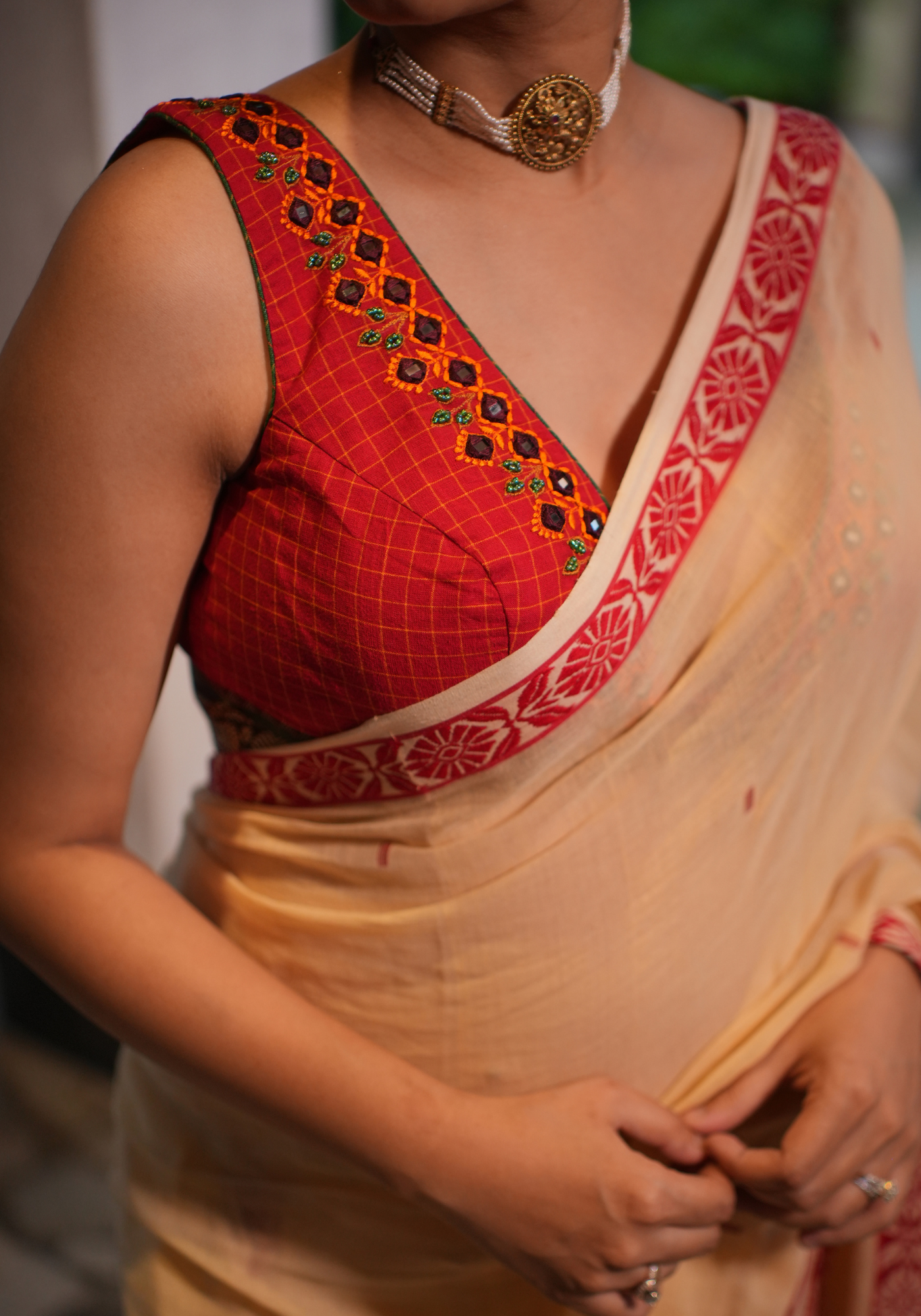 DIVYA RED CHECKS BLOUSE