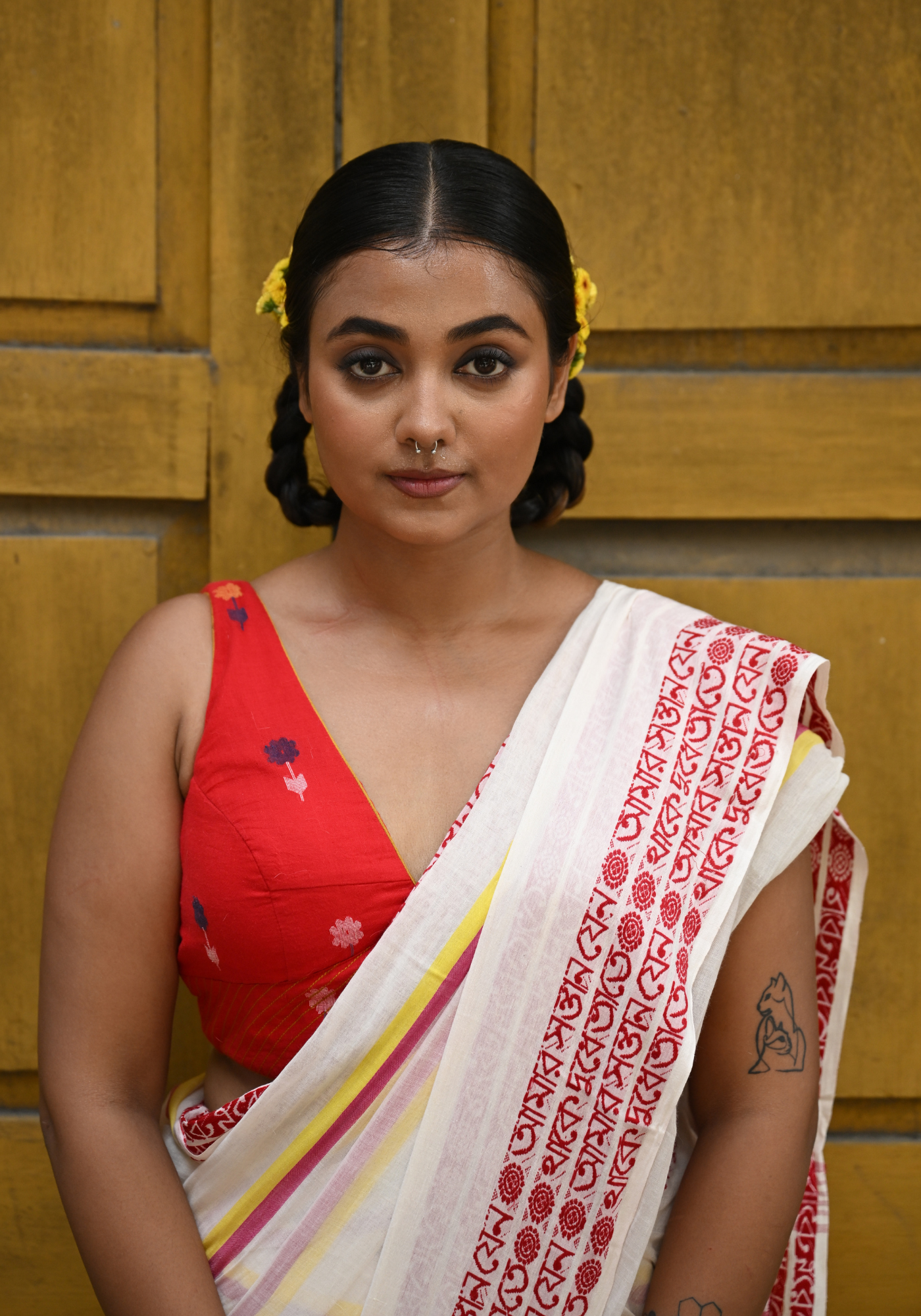 LAAL PHOOL JAMDANI TIE KNOT BLOUSE