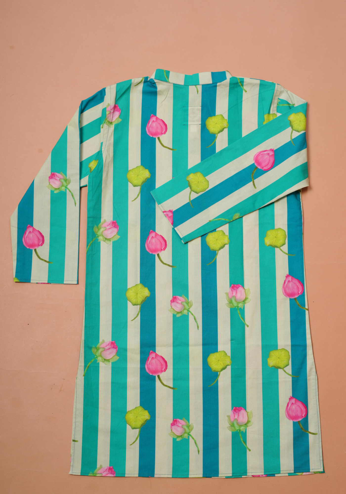 LOTUS PRINTED BLUE-GREEN KURTA