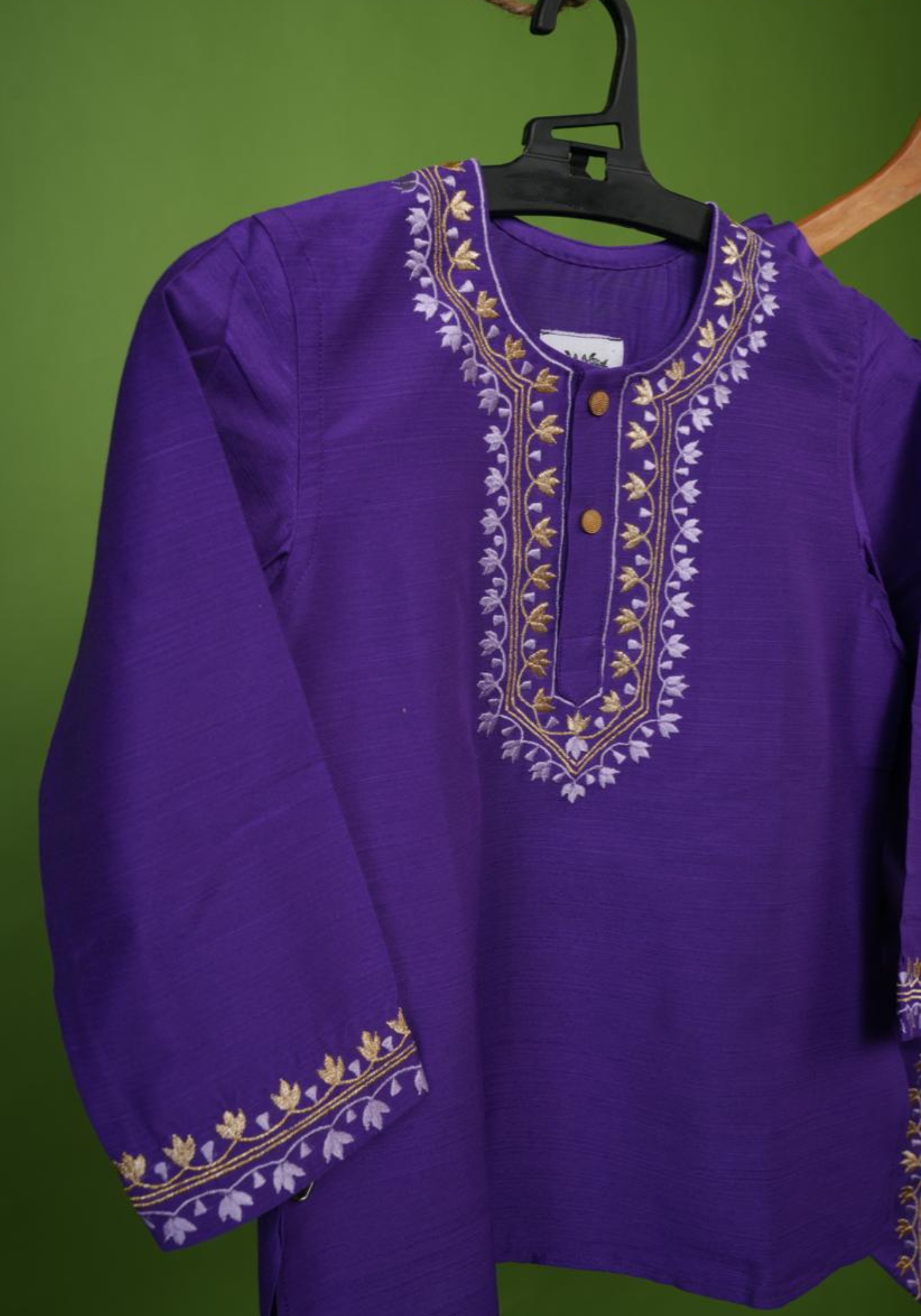 PURPLE NOTUN JAMDANI KAJ KURTA DHUTI SET