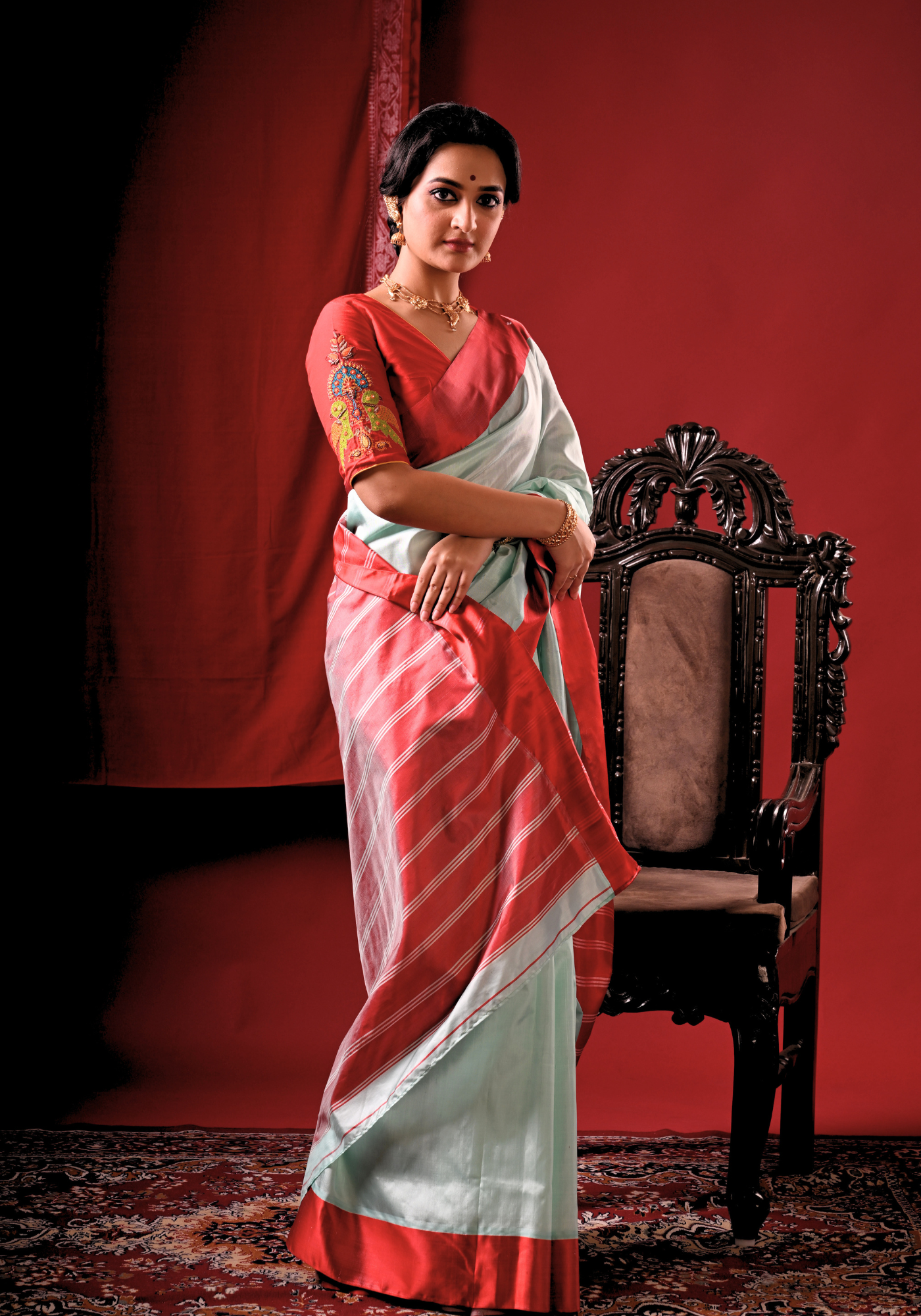 NEELA AASMAN GOROD SILK SAREE