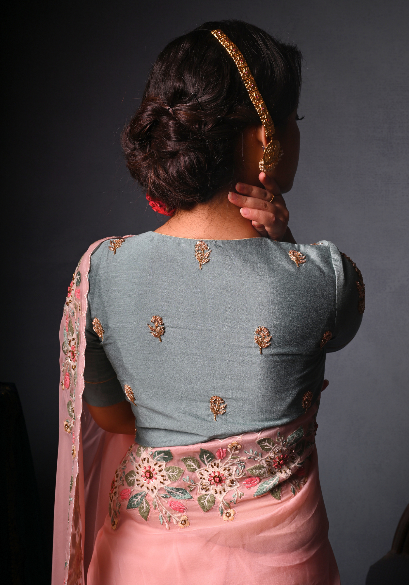 GREYISH GREEN CHANDRAKALA BLOUSE