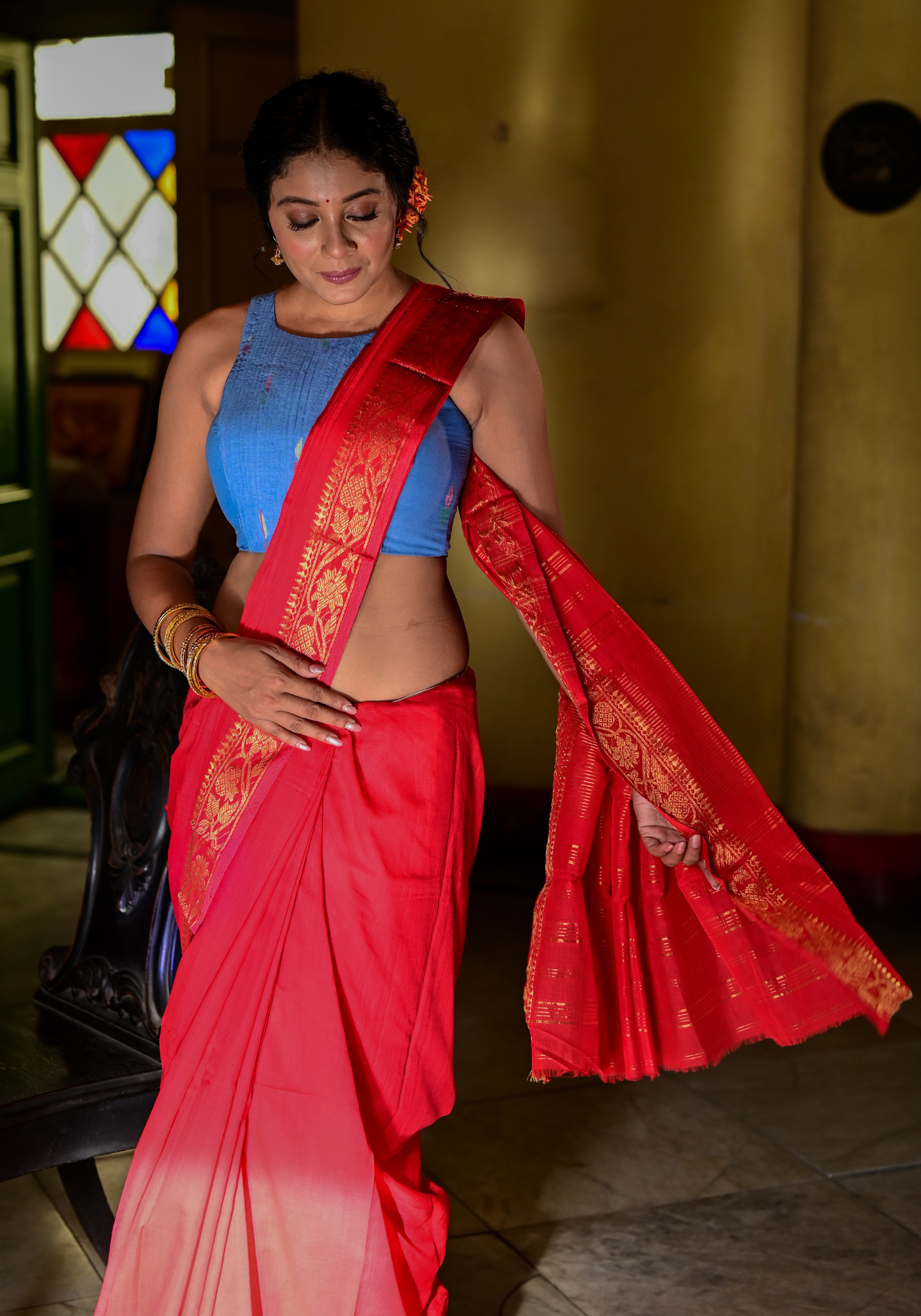 RED ANAROSH SAREE