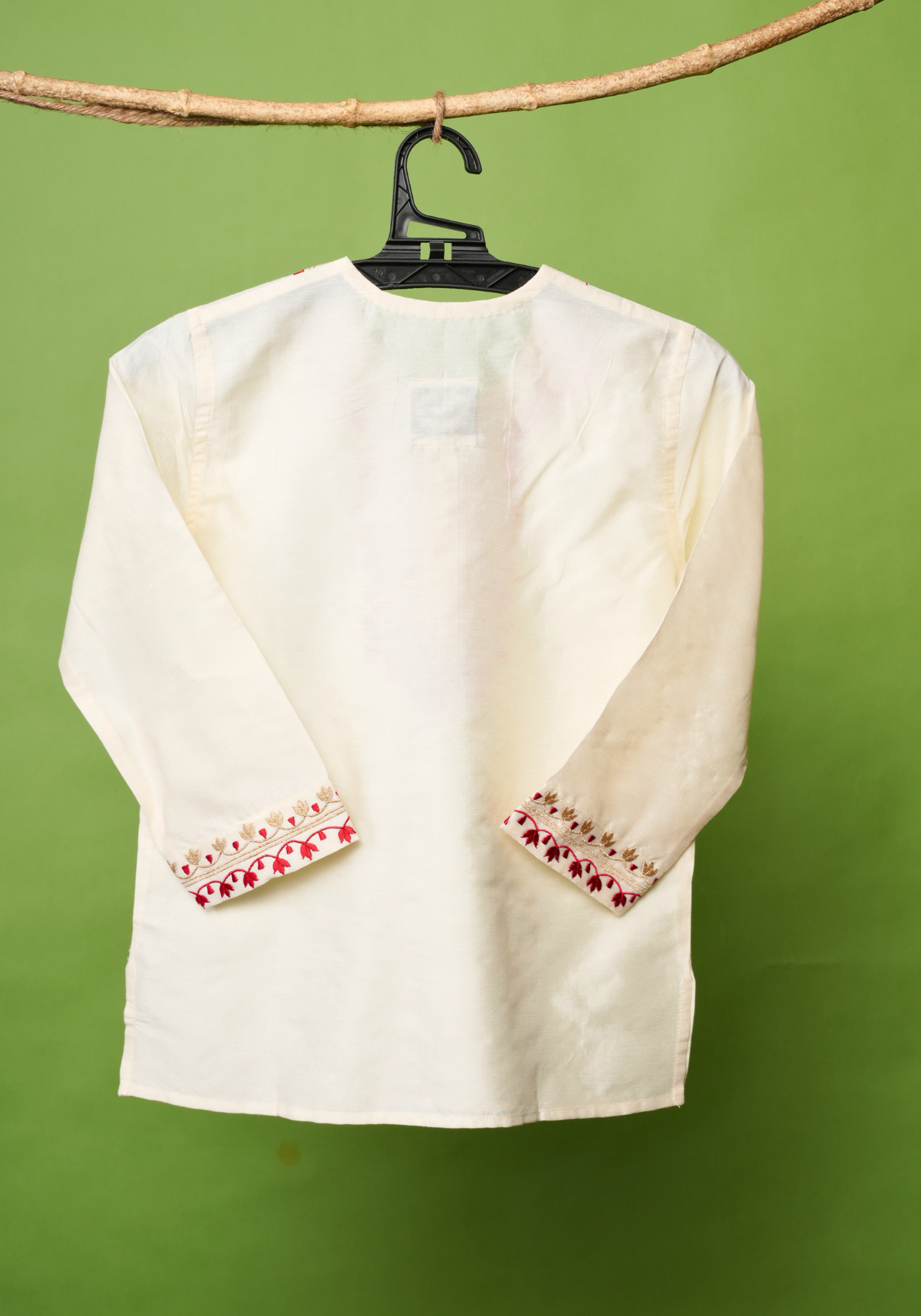 WHITE NOTUN JAMDANI KAJ KURTA DHUTI SET