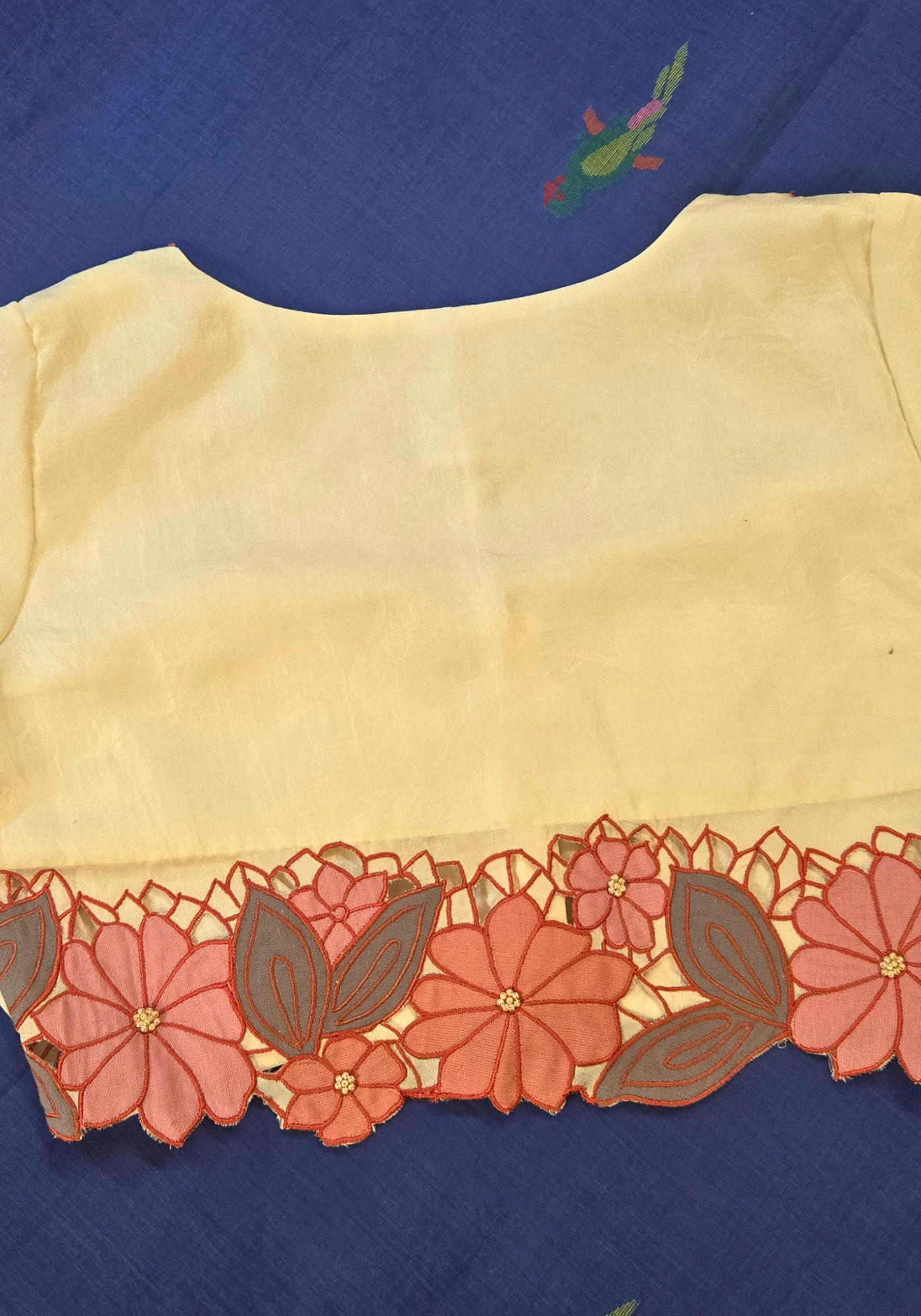 BROWN AND IVORY CUTWORK MADHABILATA BLOUSE