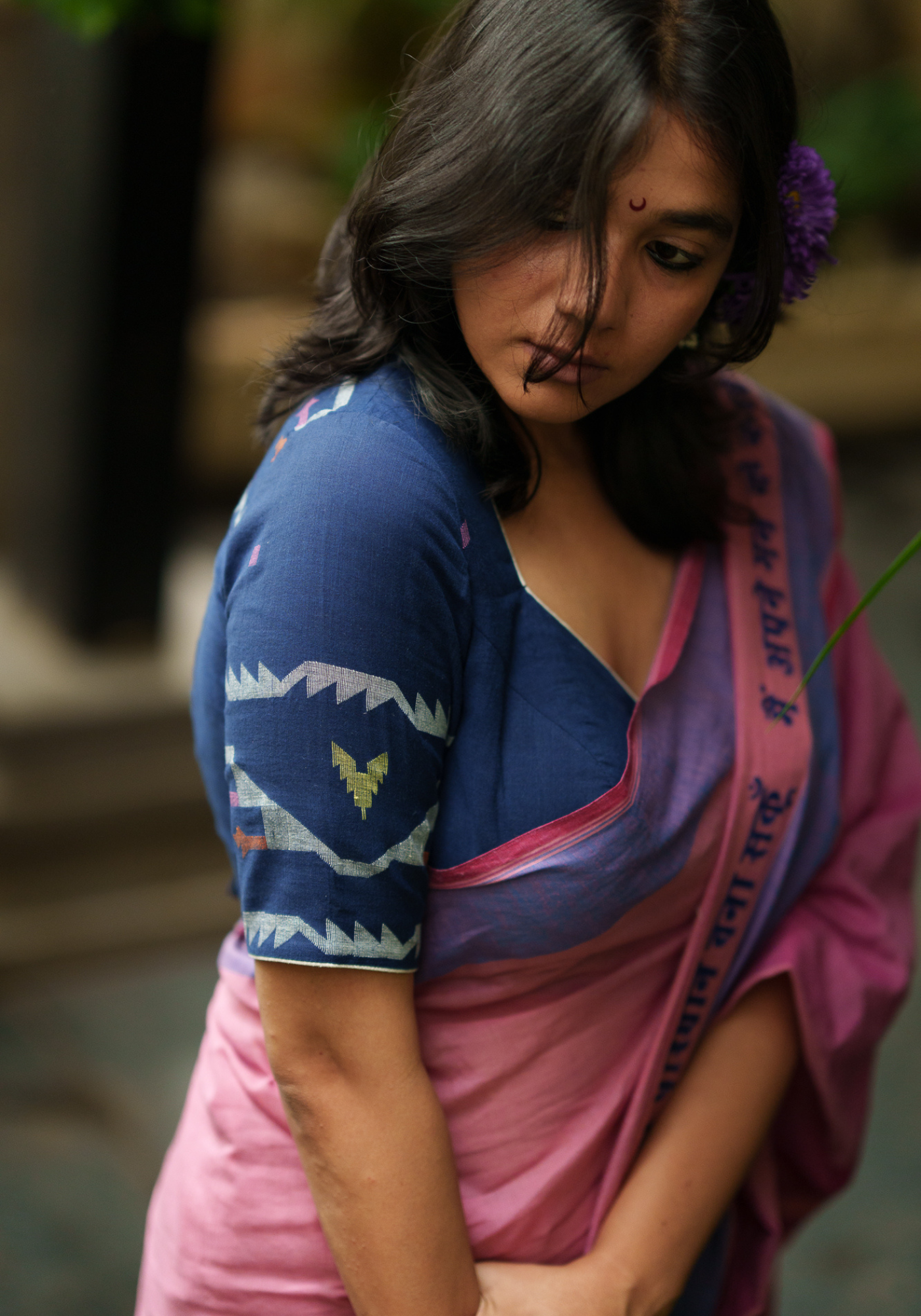 INDIGO JAMDANI PITHH KATA BLOUSE