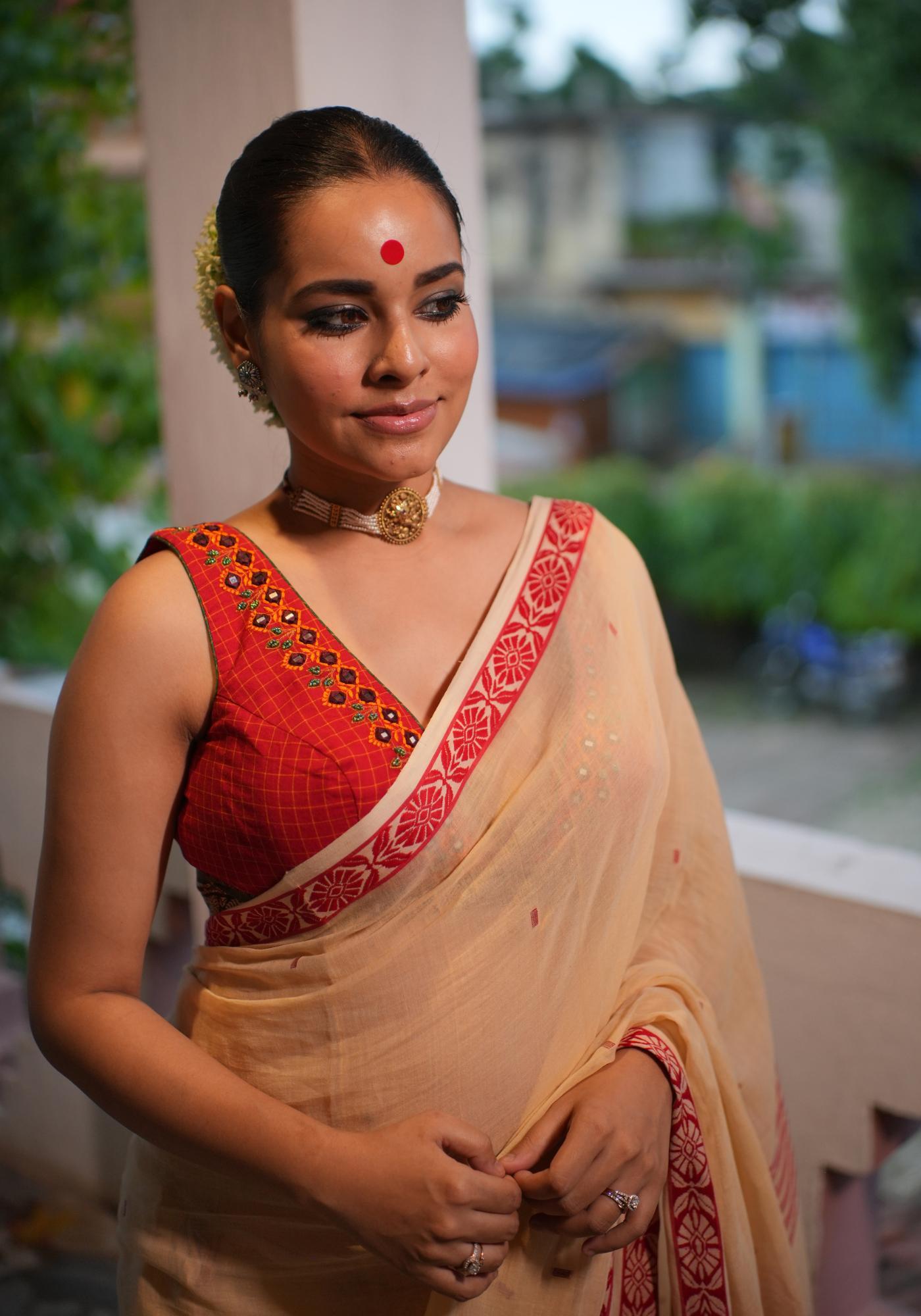 DIVYA RED CHECKS BLOUSE