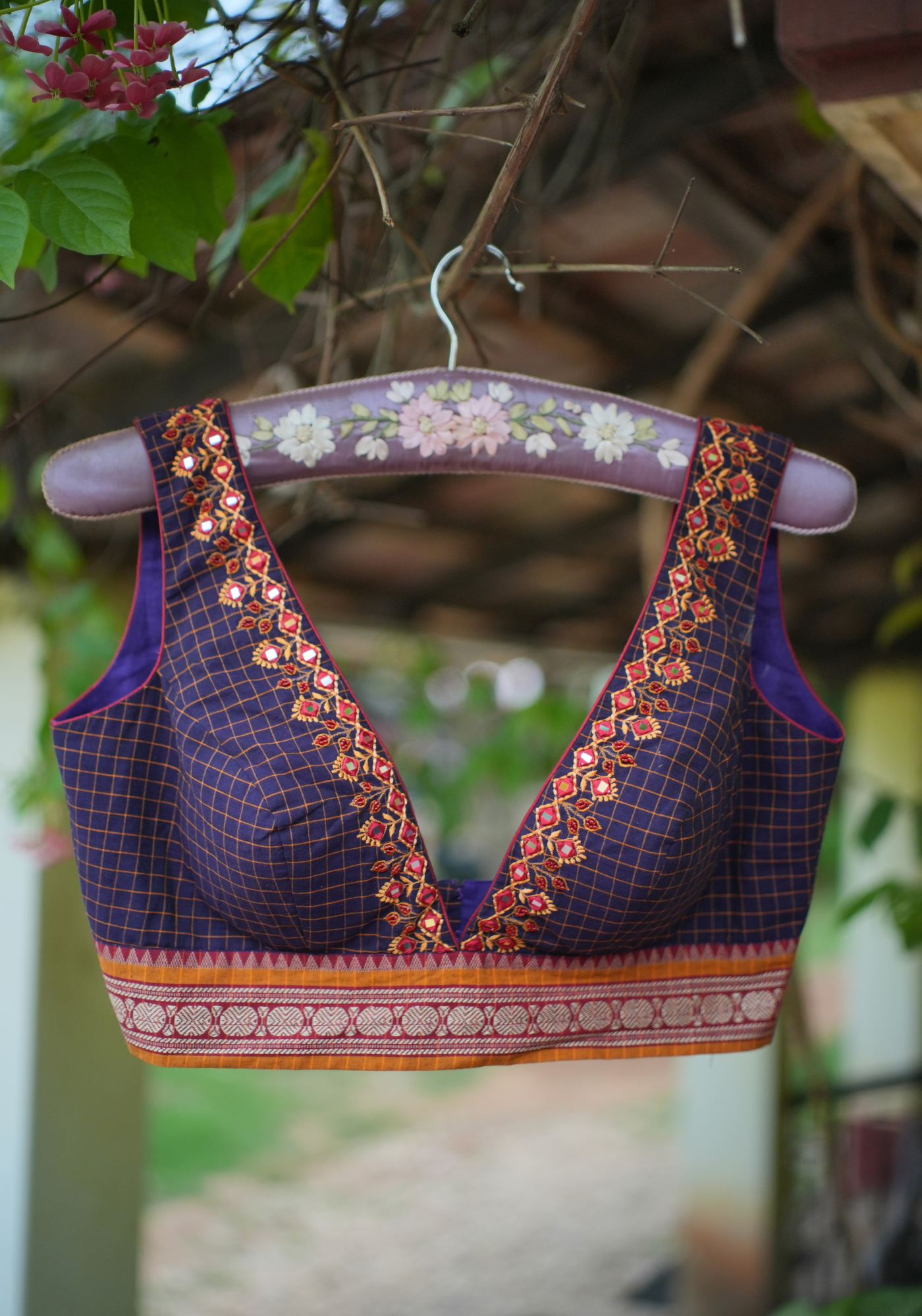DIVYA PURPLE CHECKS BLOUSE