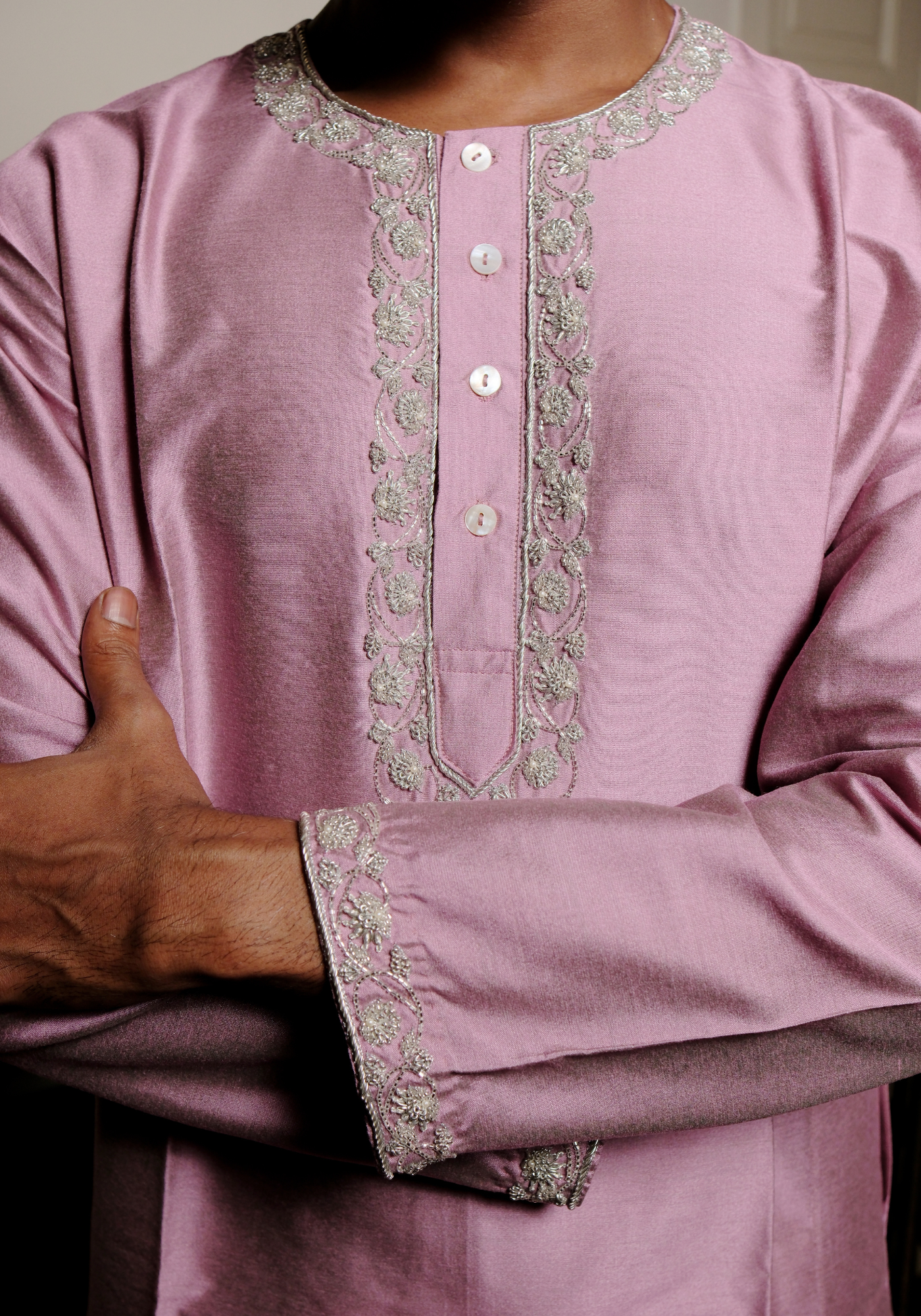 LAVENDER BLUSH SILVER ZARDOUSI KURTA