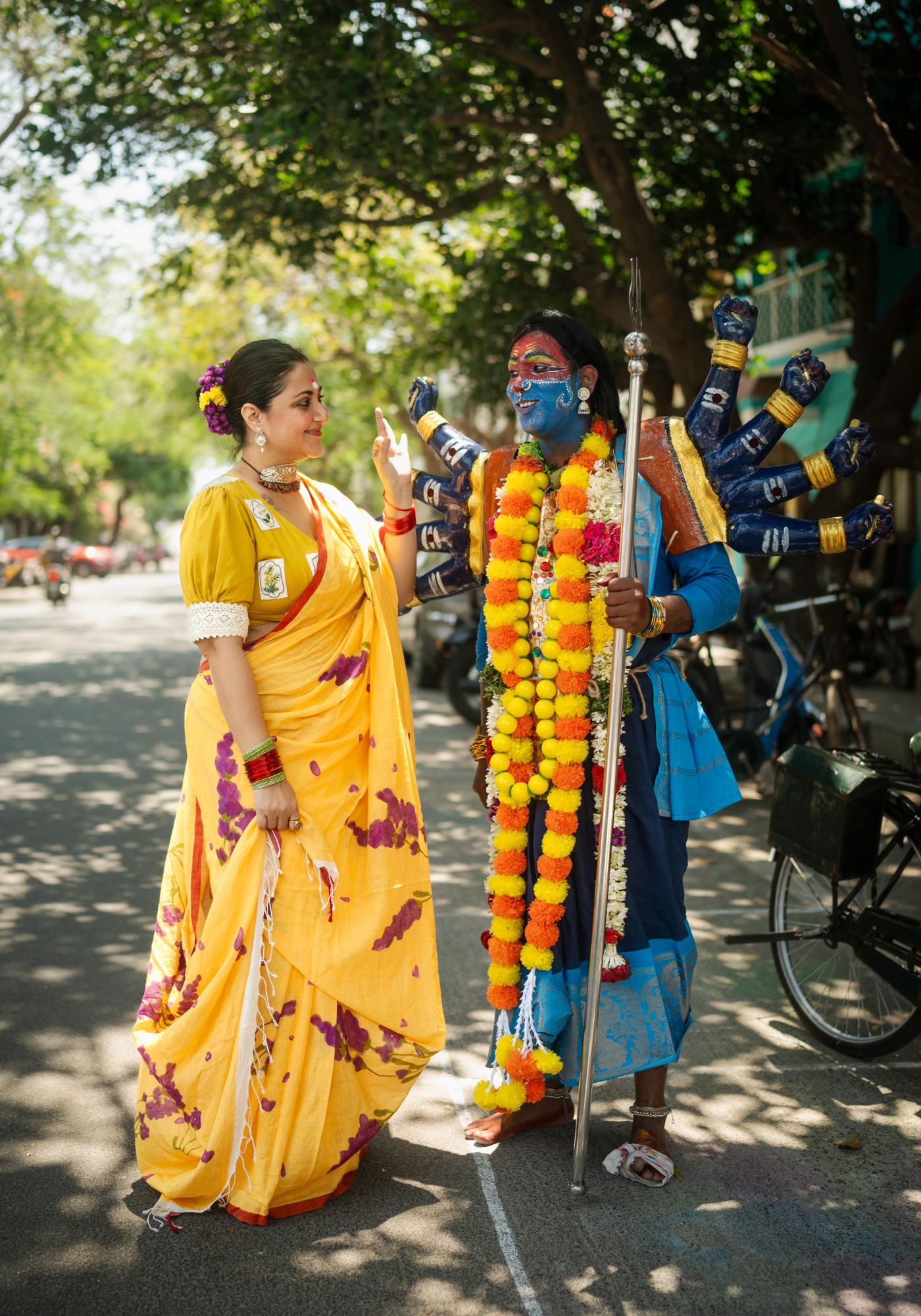 BUTTER AND LAVENDER FLOWER SAREE