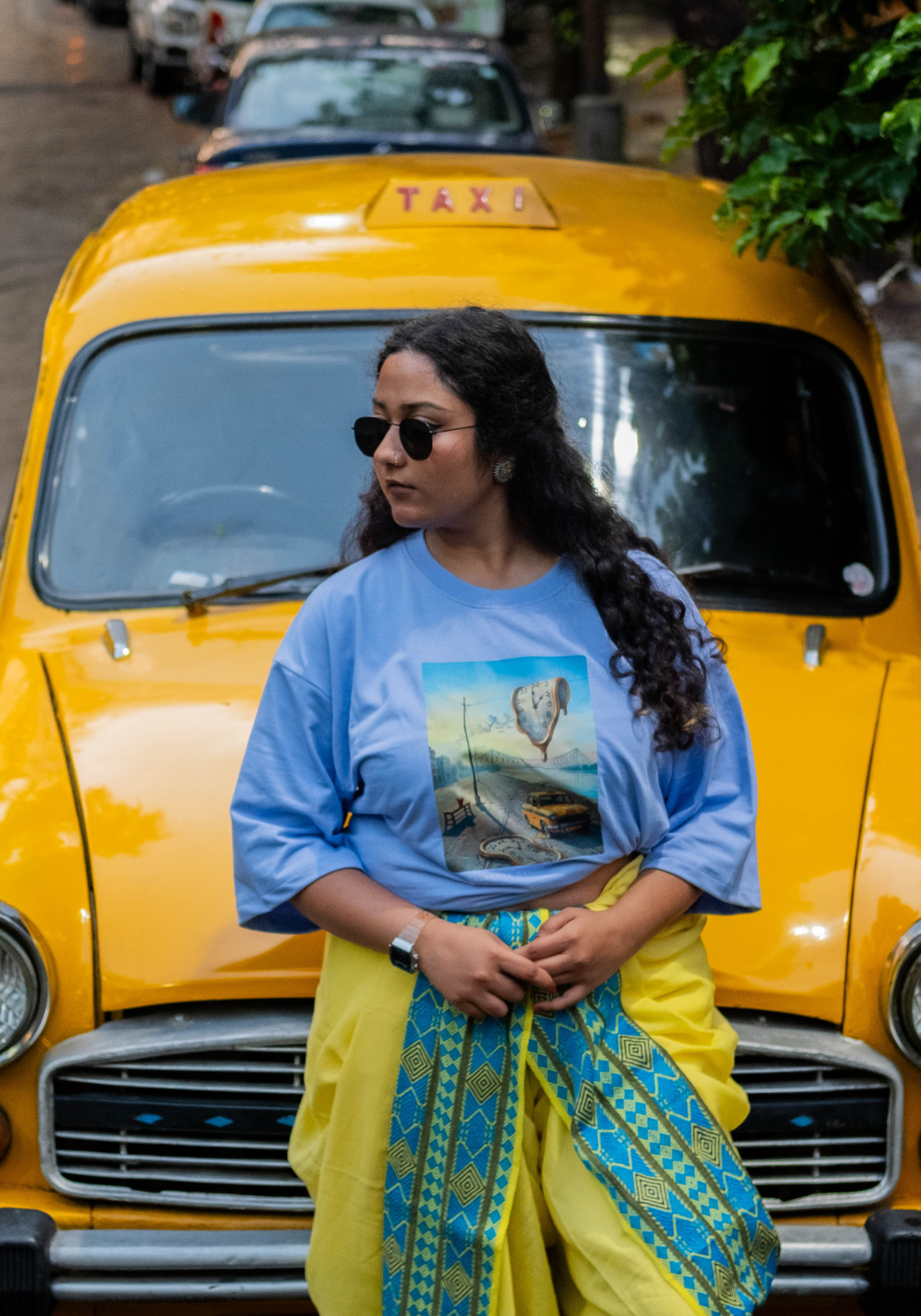 YELLOW BLUE WOVEN DHUTI