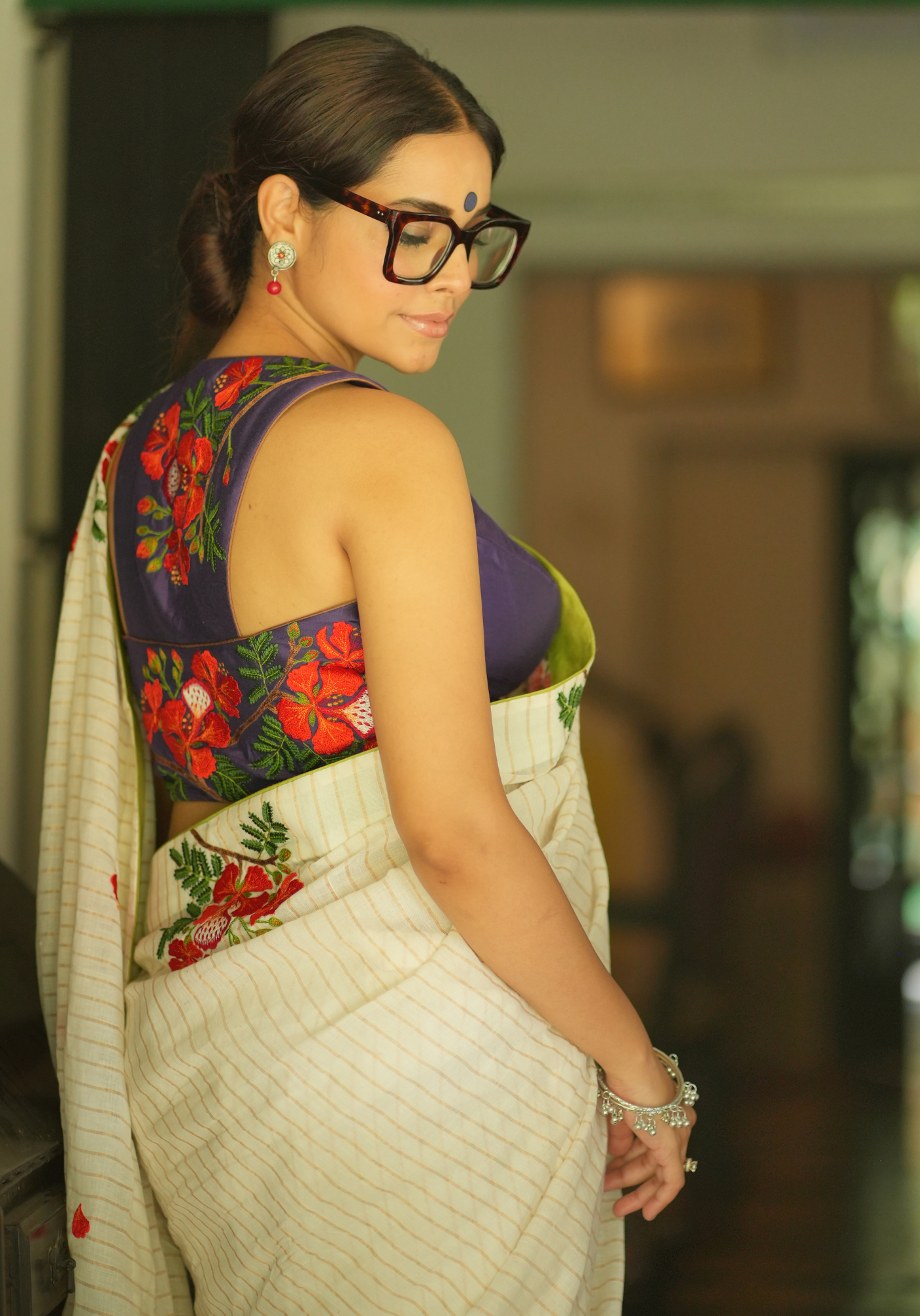 KRISHNACHURA PURPLE RACERBACK BLOUSE