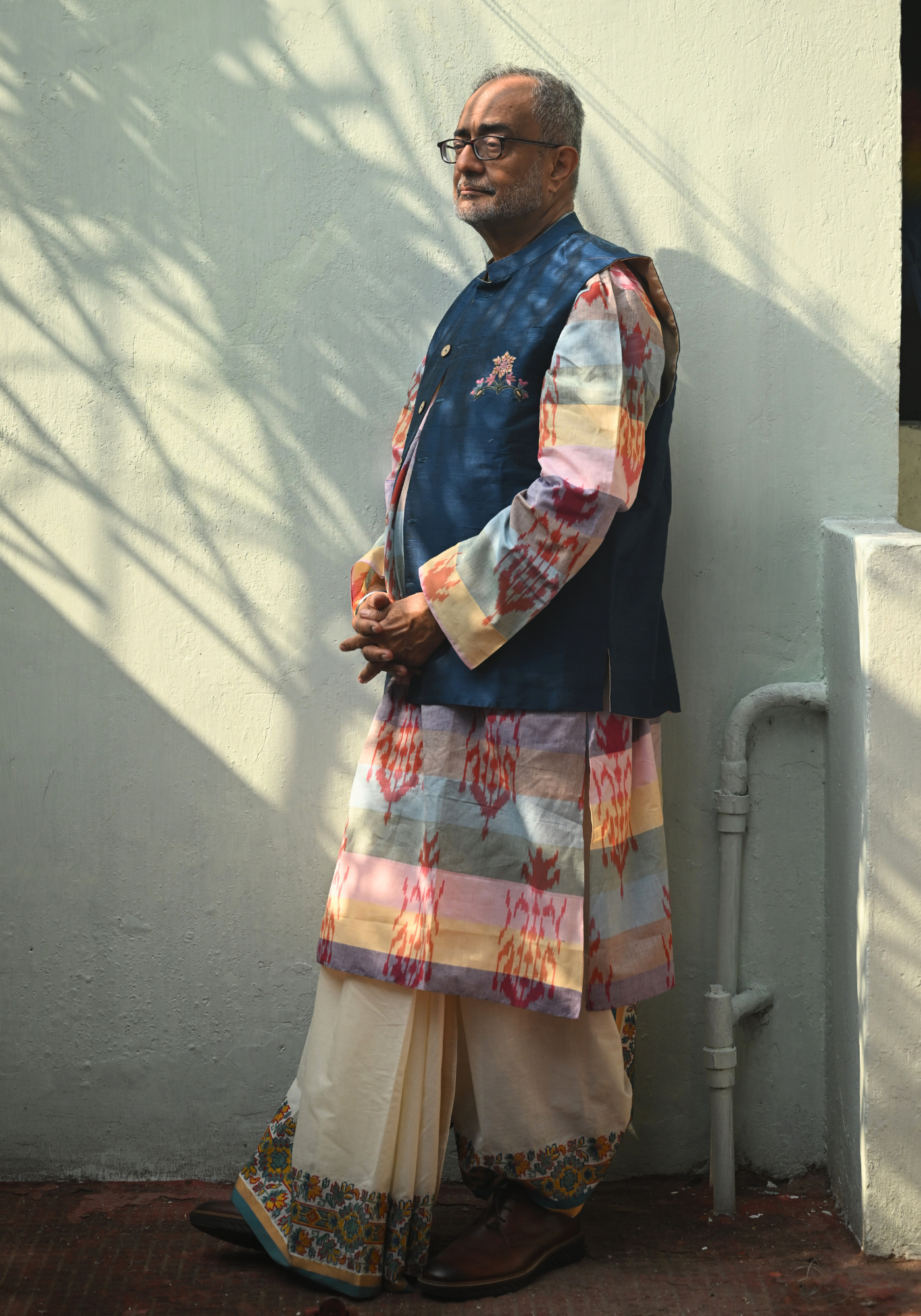 JAIPUR INLAY WORK BLUE/BEIGE REVERSIBLE WAIST COAT