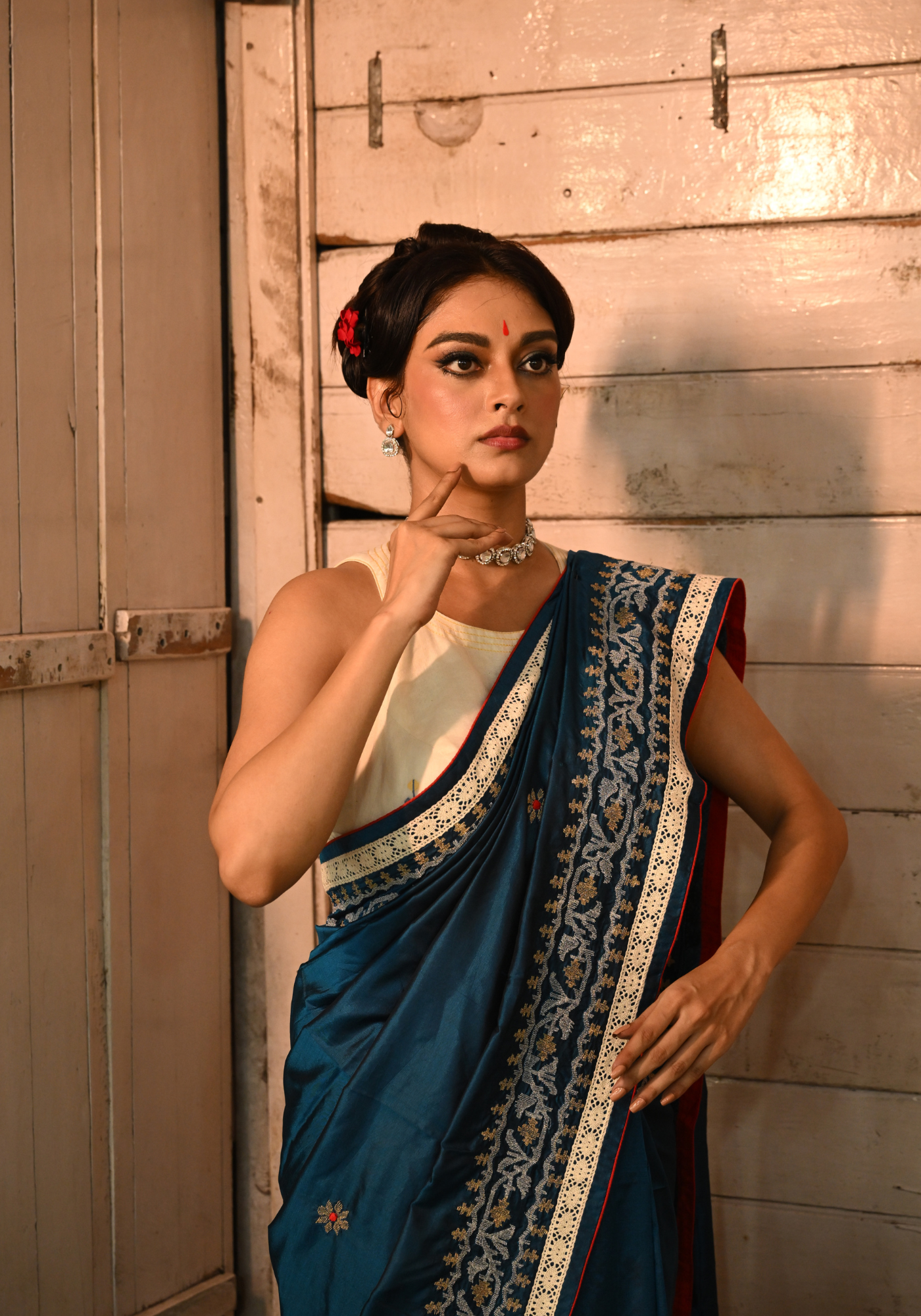 NEEL KORAT PHOOL SILK SAREE