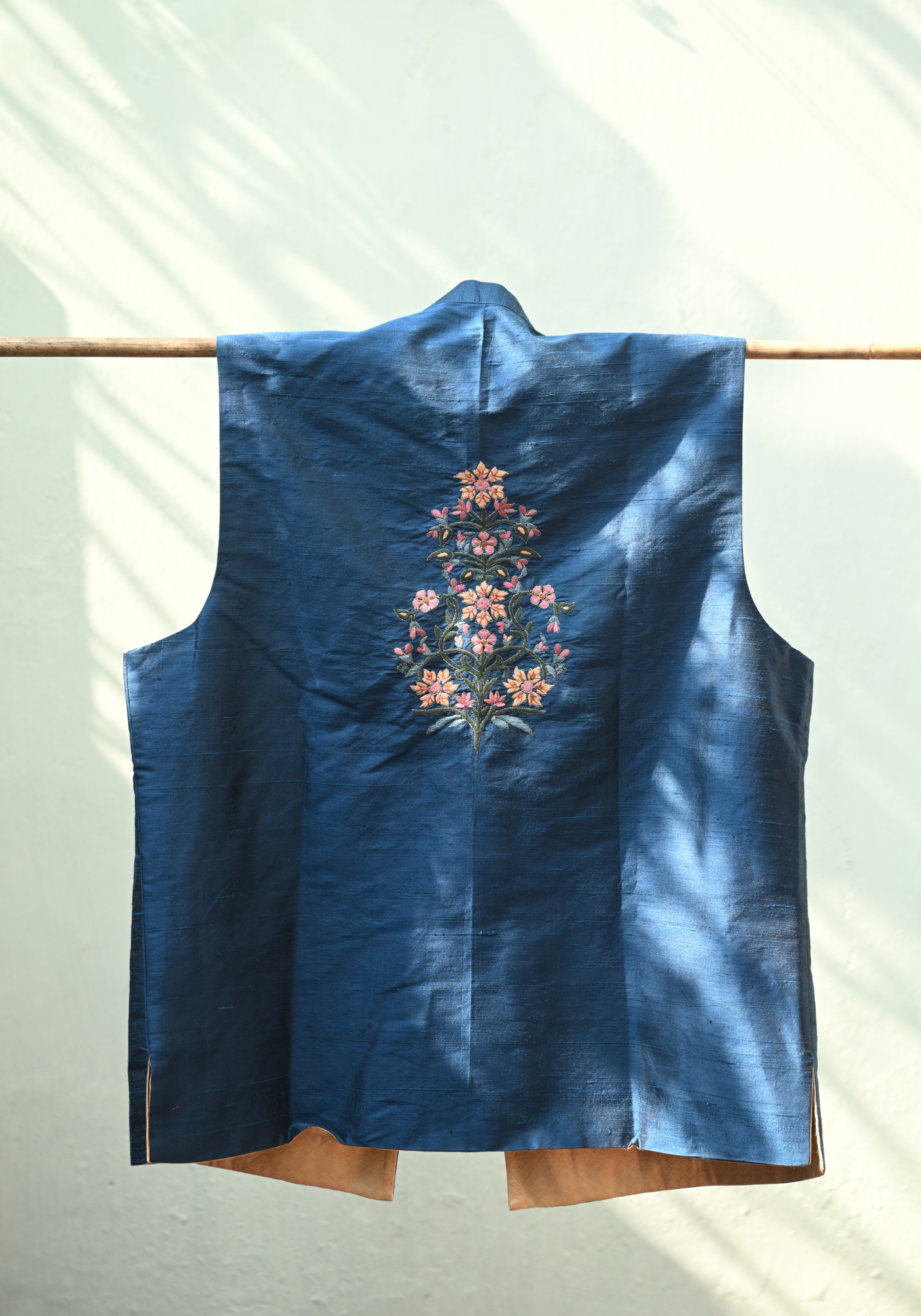 JAIPUR INLAY WORK BLUE/BEIGE REVERSIBLE WAIST COAT