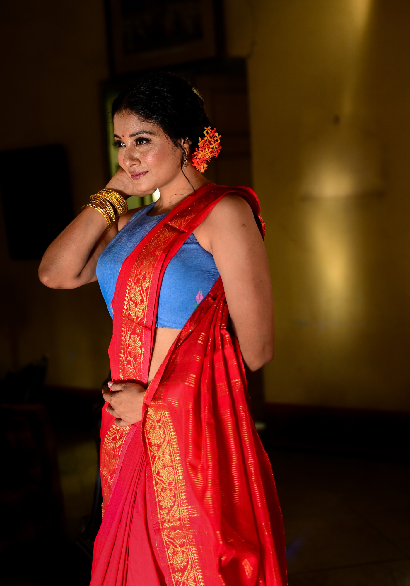 RED ANAROSH SAREE