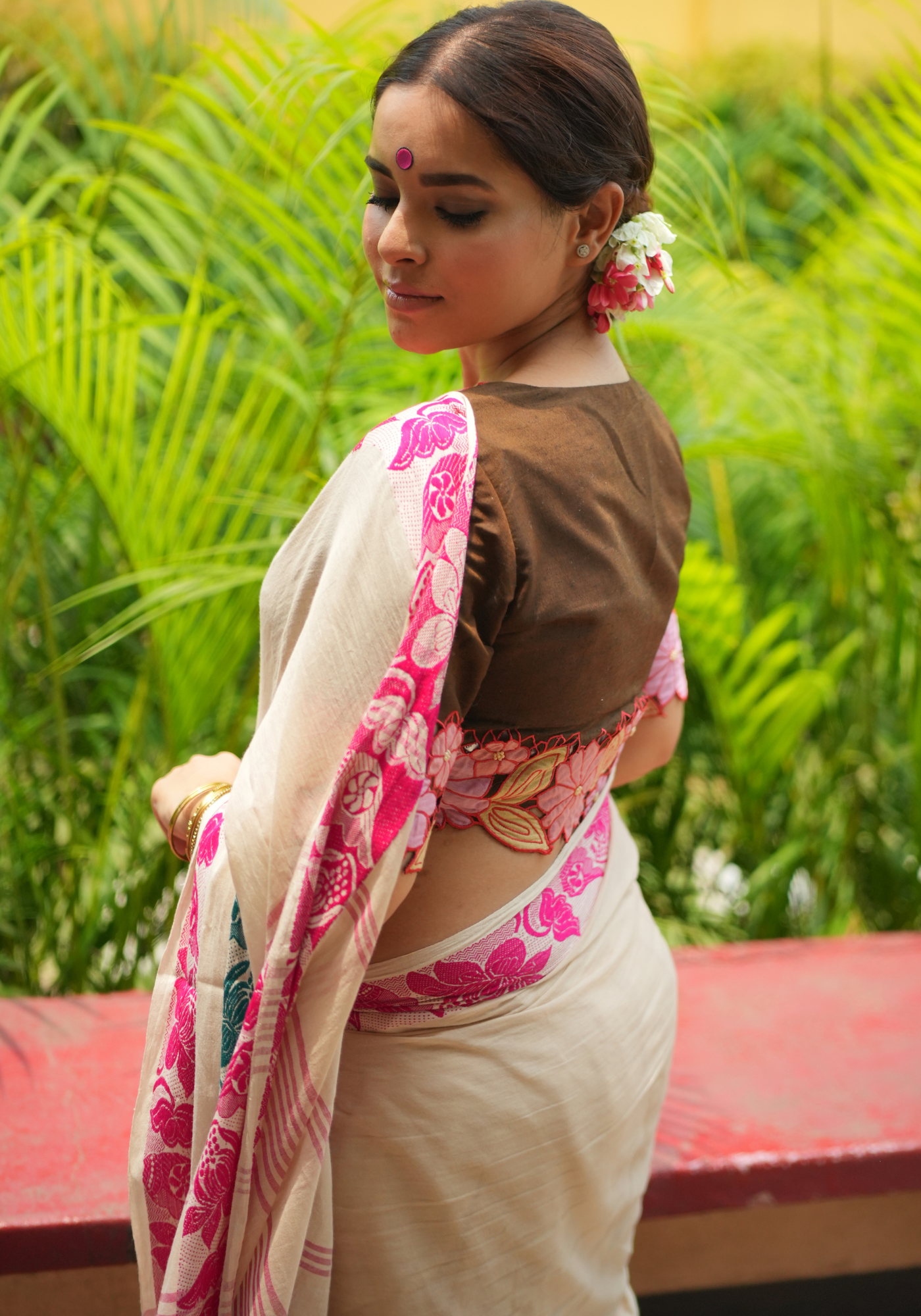 BROWN CUTWORK MADHABILATA BLOUSE