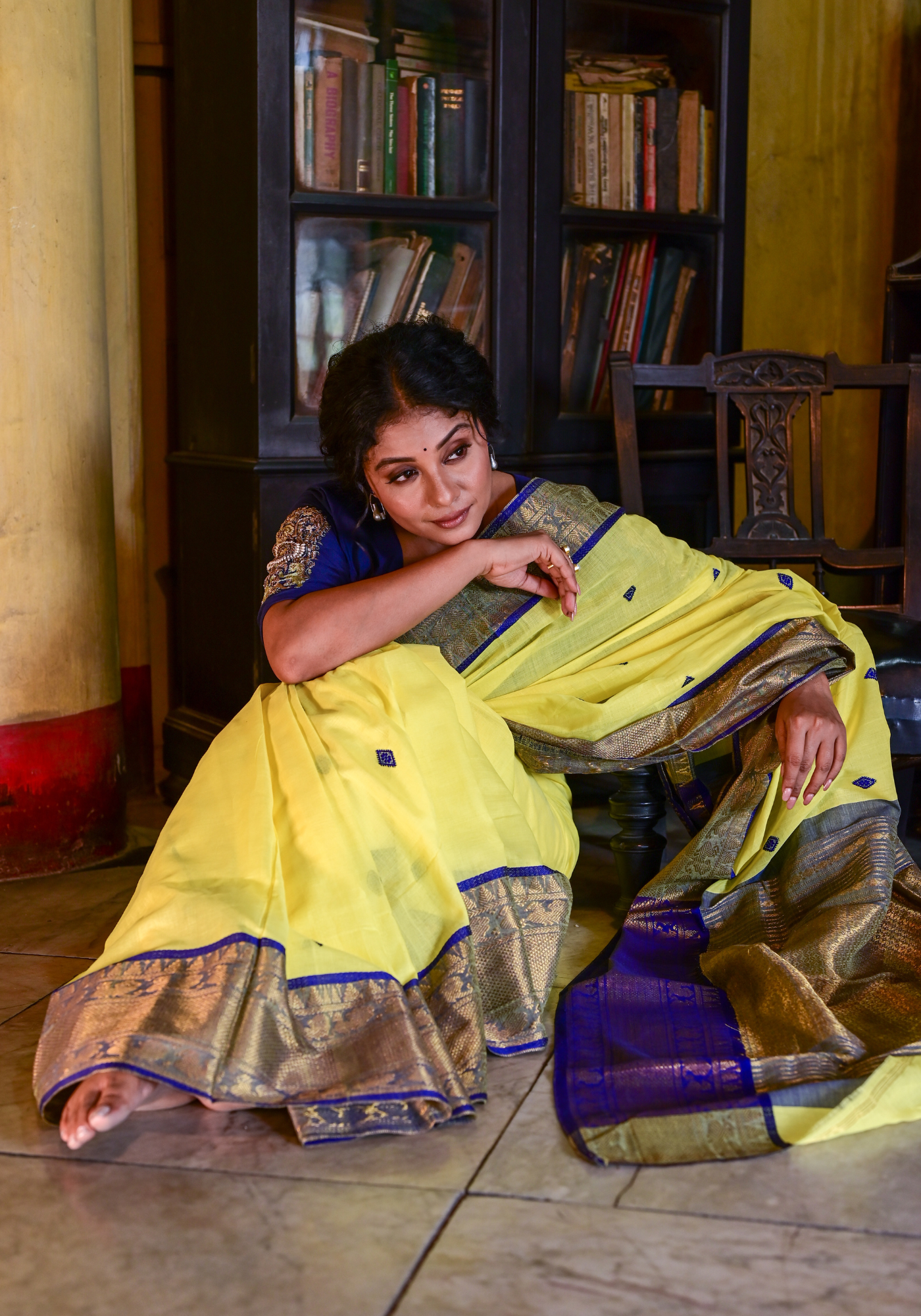 CUSTARD YELLOW ZARI MAYUR TANT SAREE