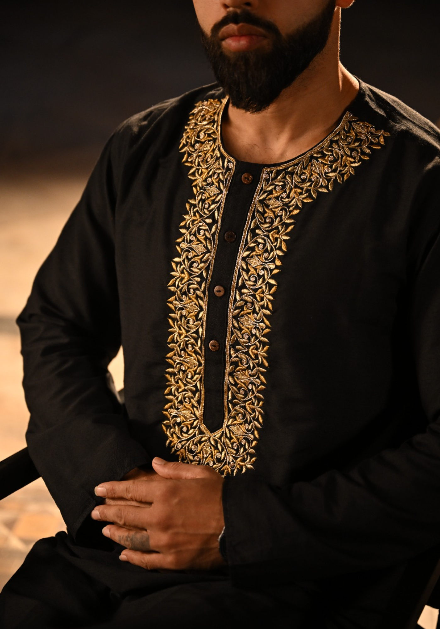 SHAPTAPADI BLACK KURTA
