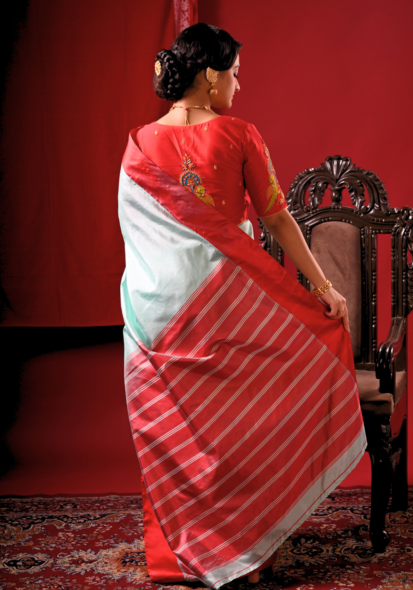 NEELA AASMAN GOROD SILK SAREE