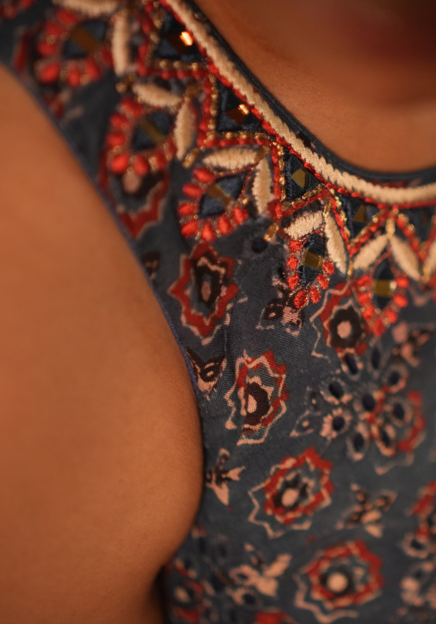 NEEL AJRAKH MIRROR BLOUSE