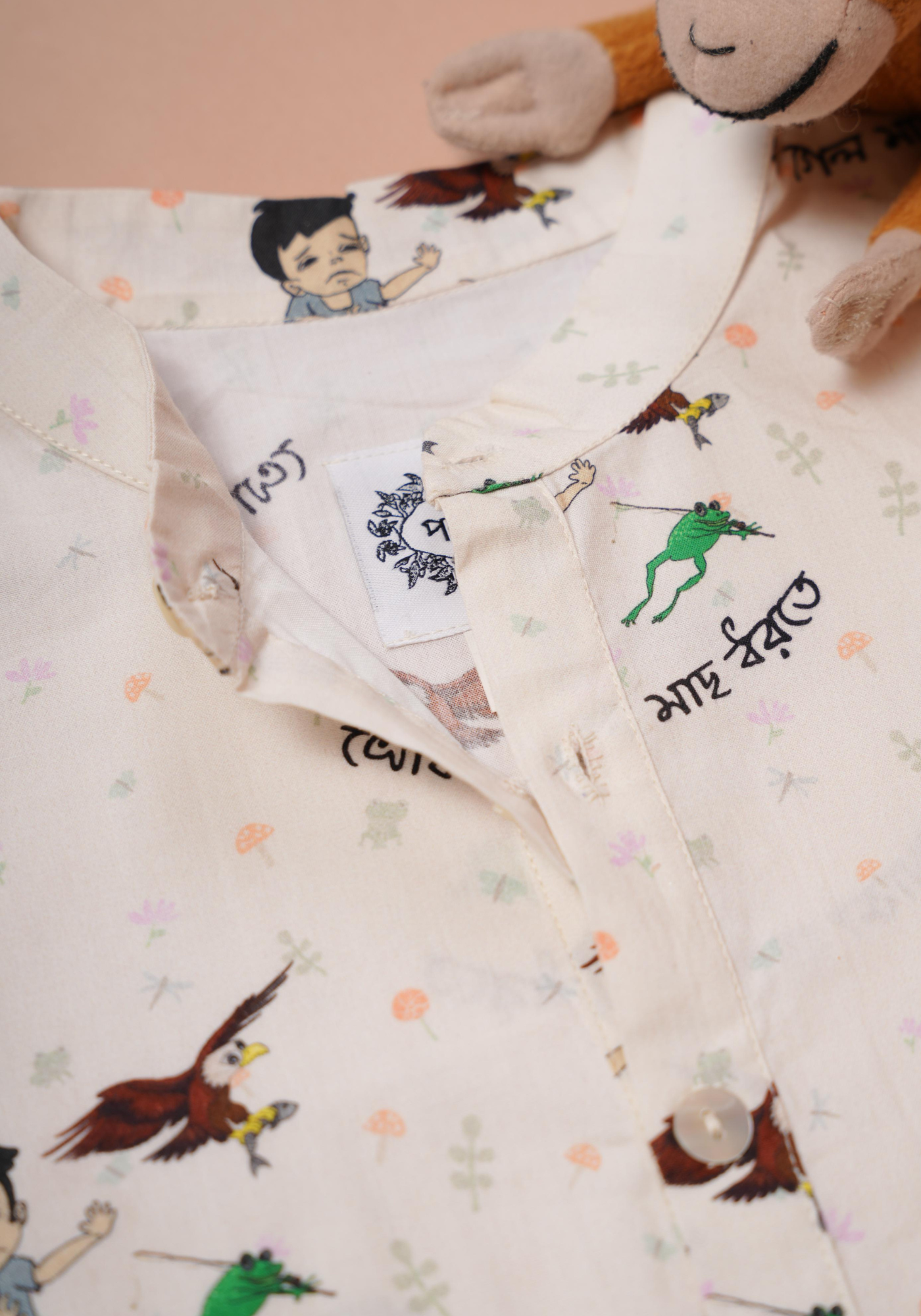 KHOKABABU PRINT WHITE KURTA