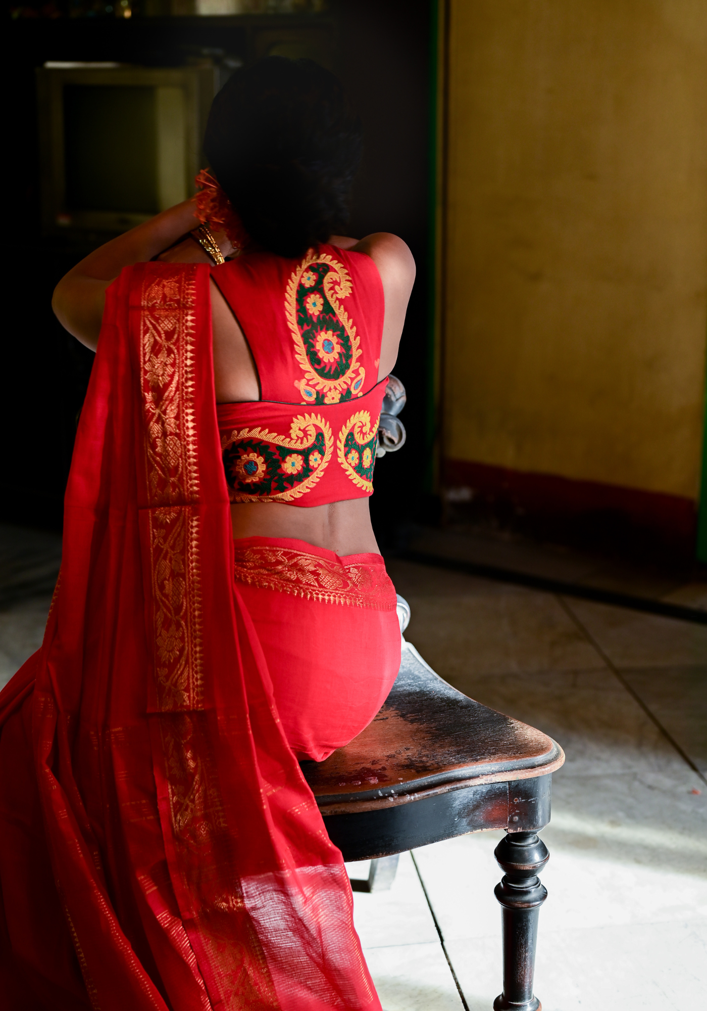 RED ANAROSH SAREE