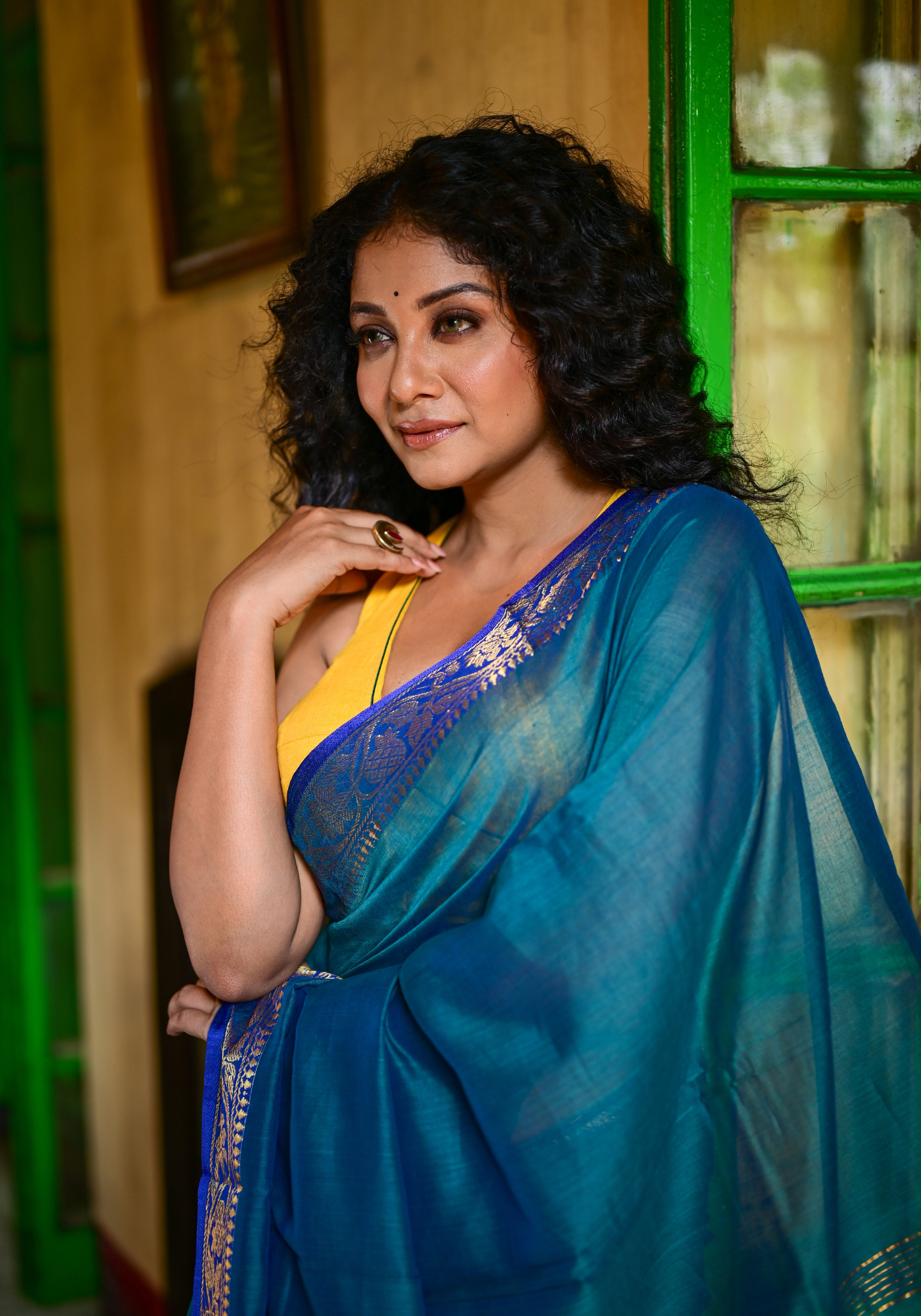 PEACOCK BLUE ANAROSH SAREE