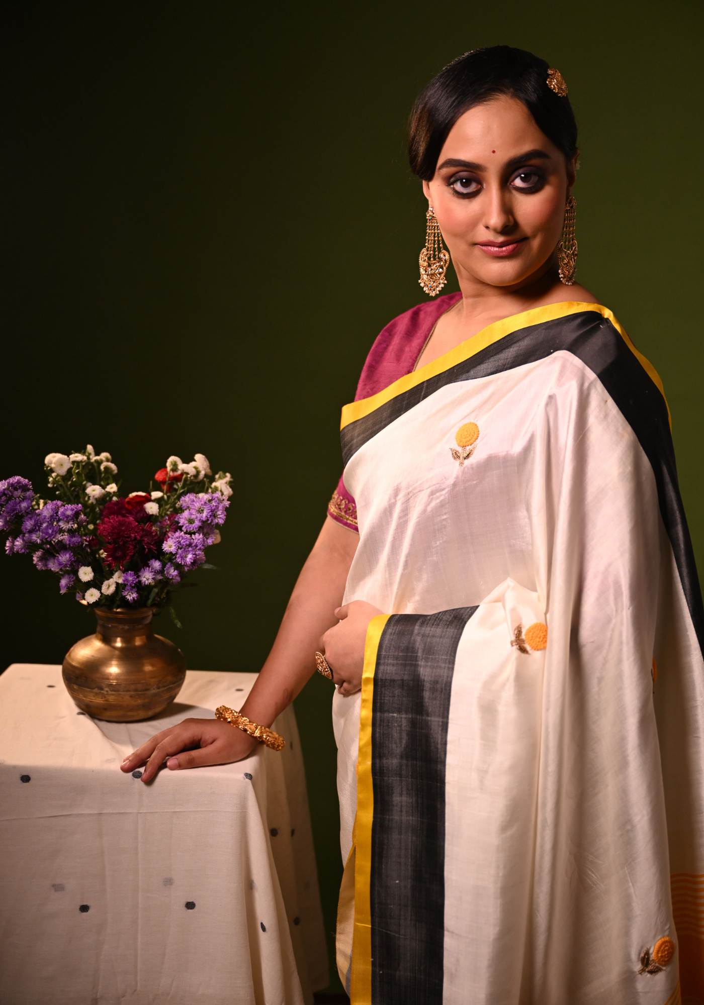 MARIGOLD EMBROIDERED GOROD SAREE