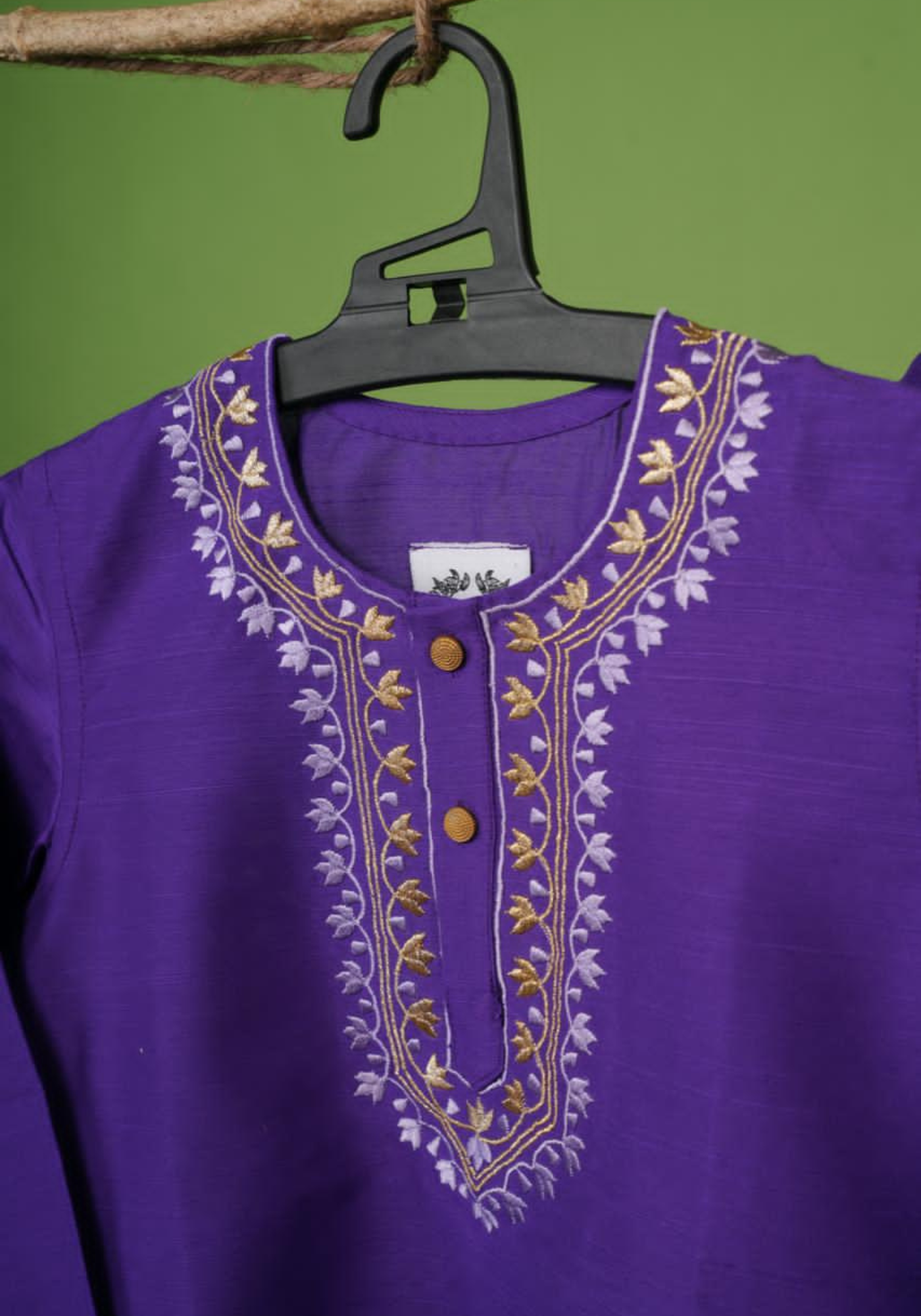 PURPLE NOTUN JAMDANI KAJ KURTA DHUTI SET