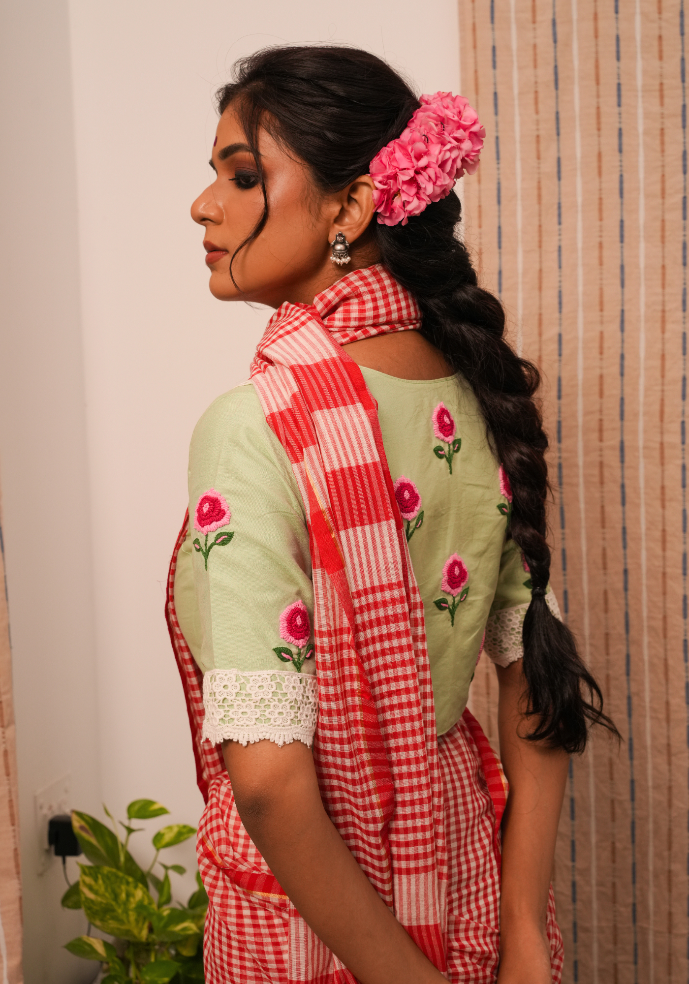 PUSHPANJALI CHECK SAREE