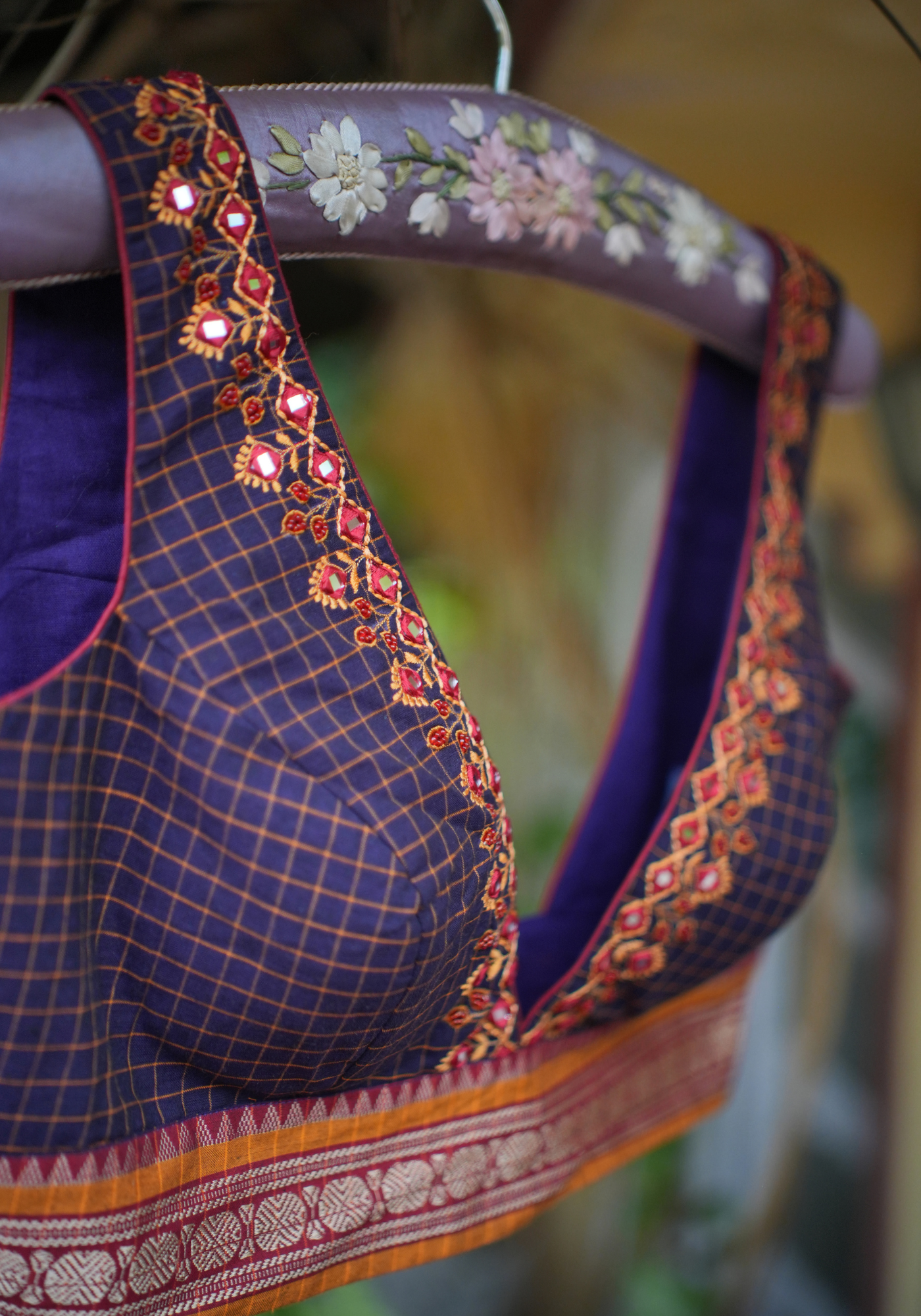 DIVYA PURPLE CHECKS BLOUSE