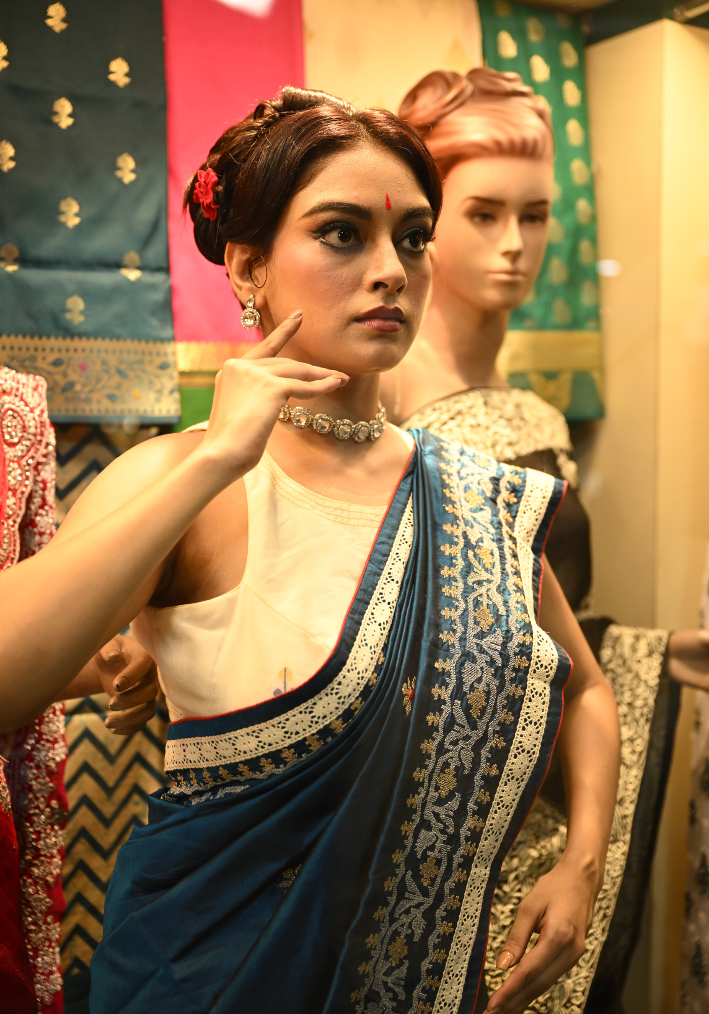 NEEL KORAT PHOOL SILK SAREE