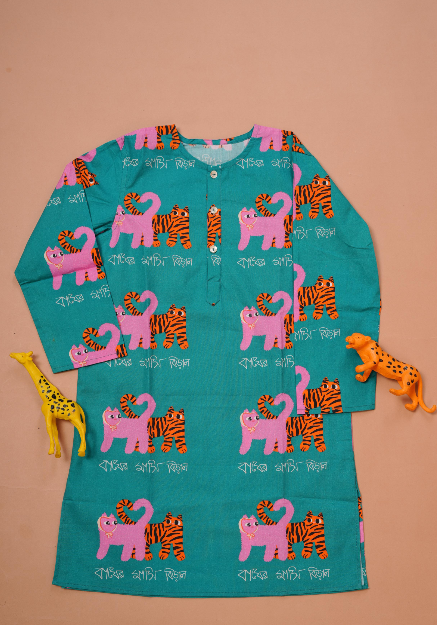 BAGHER MASHI TEAL KURTA