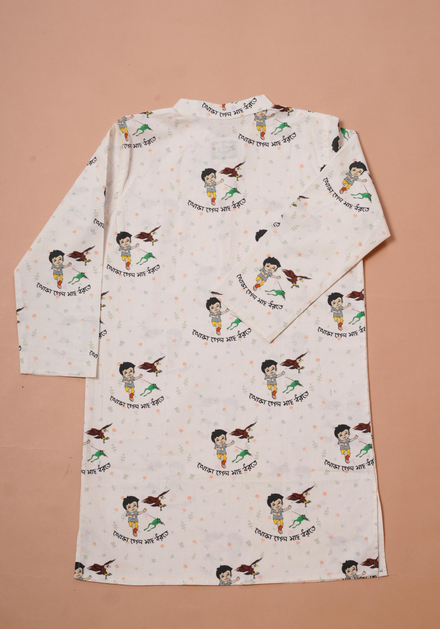 KHOKABABU PRINT WHITE KURTA