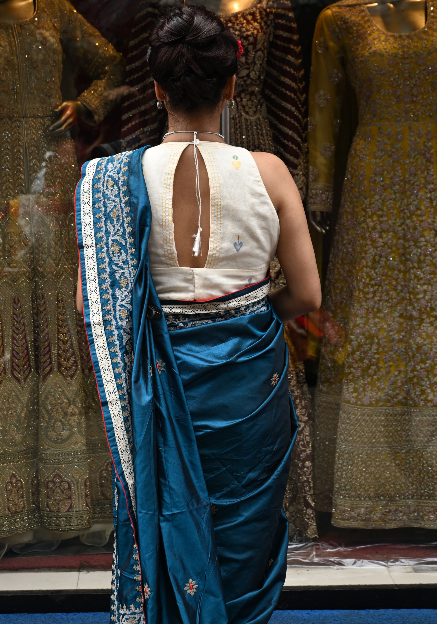 NEEL KORAT PHOOL SILK SAREE