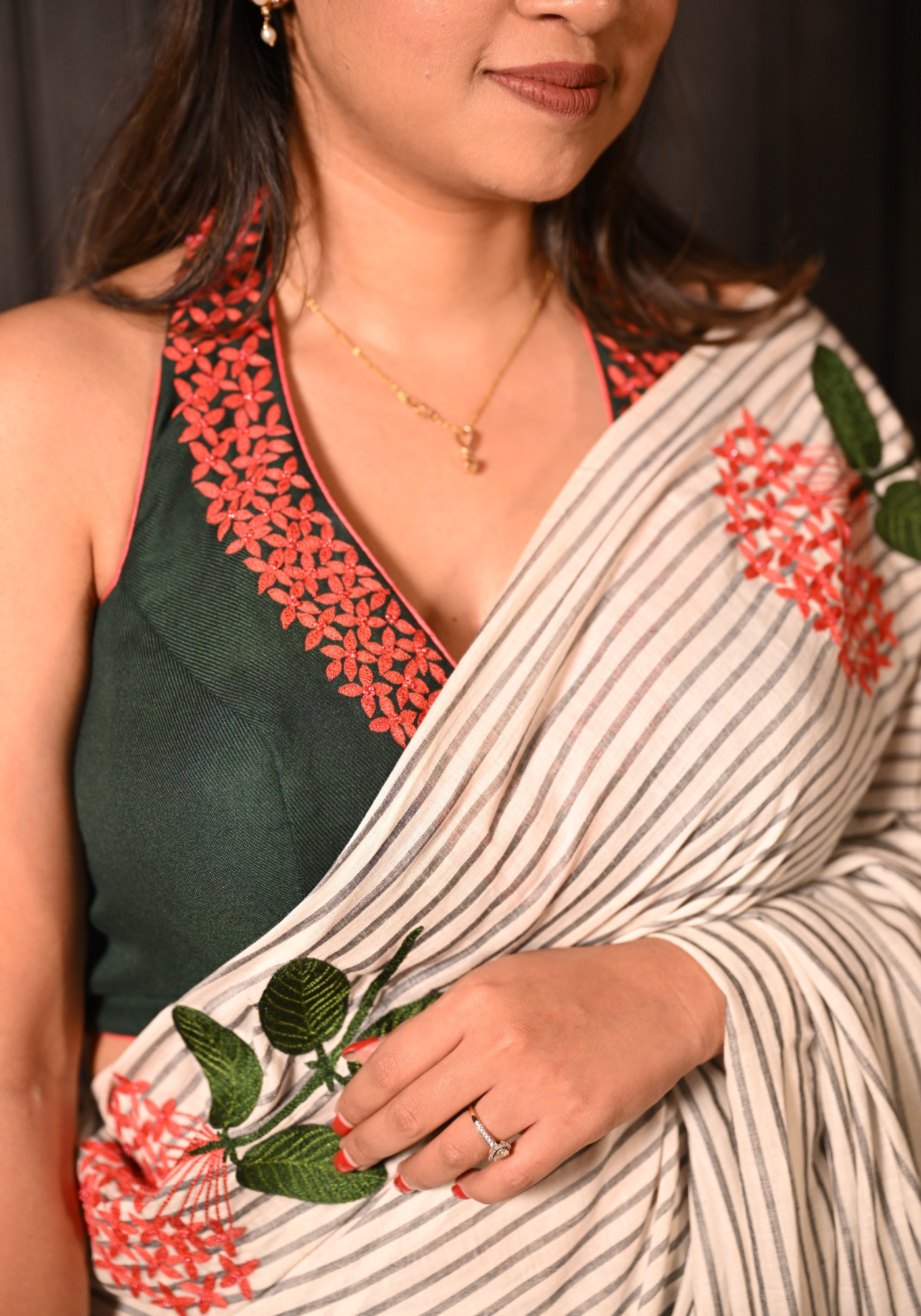 PINE GREEN RONGON HALTER BLOUSE