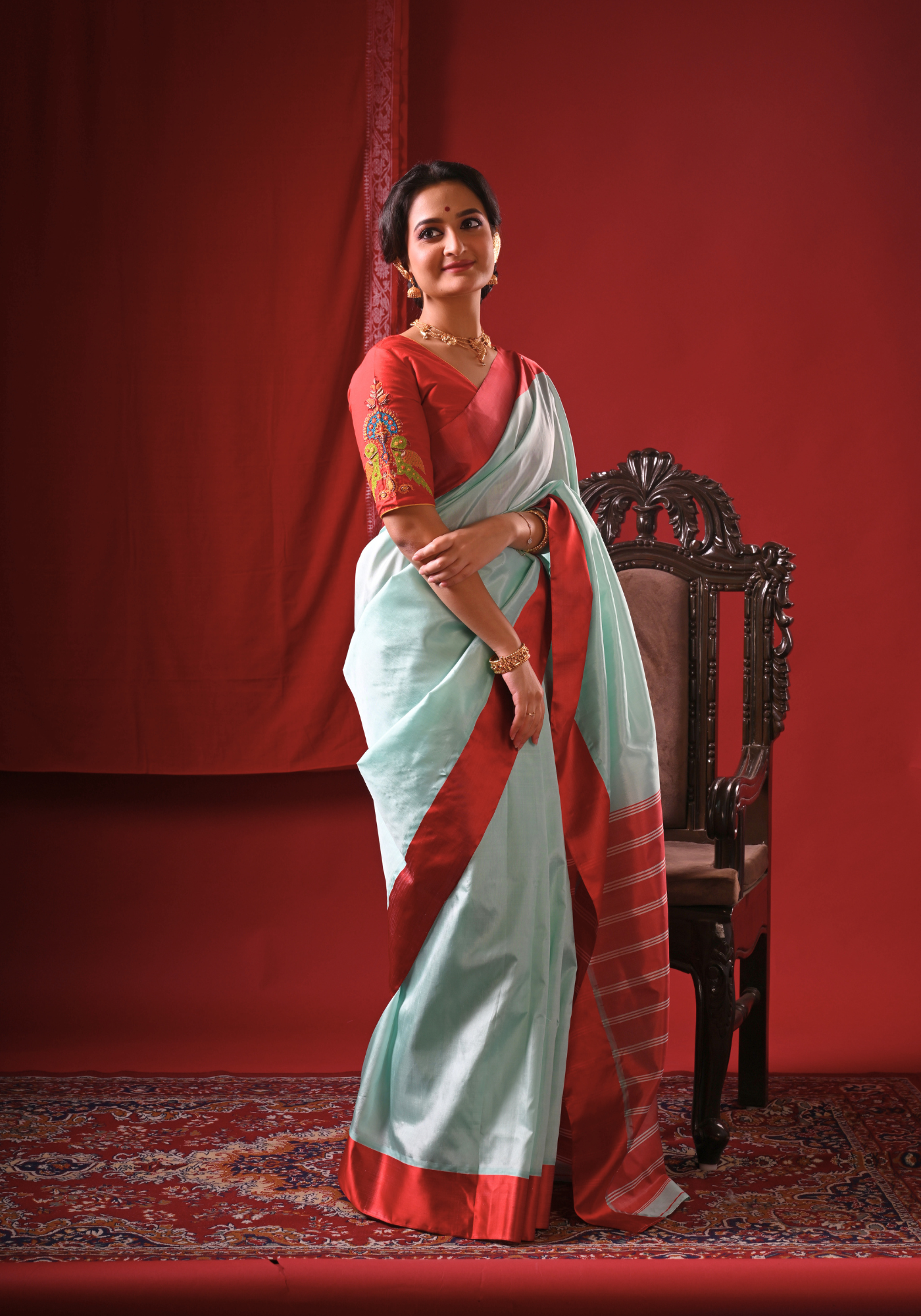 NEELA AASMAN GOROD SILK SAREE
