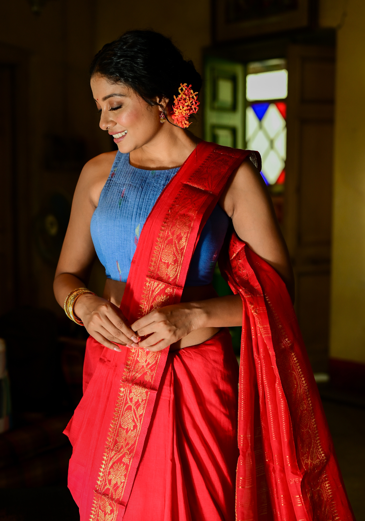 RED ANAROSH SAREE