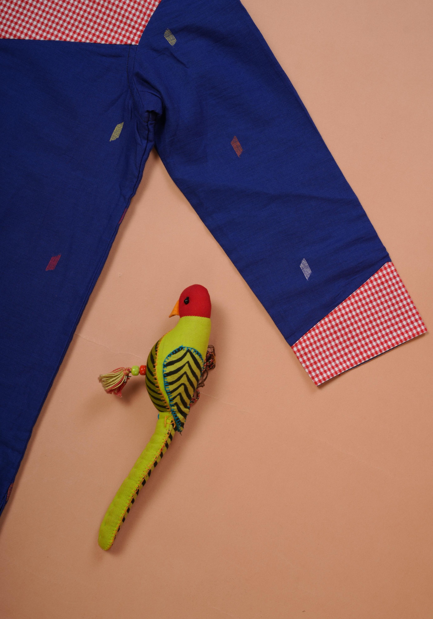 BLUE CHECK MATE JAMDANI KURTA