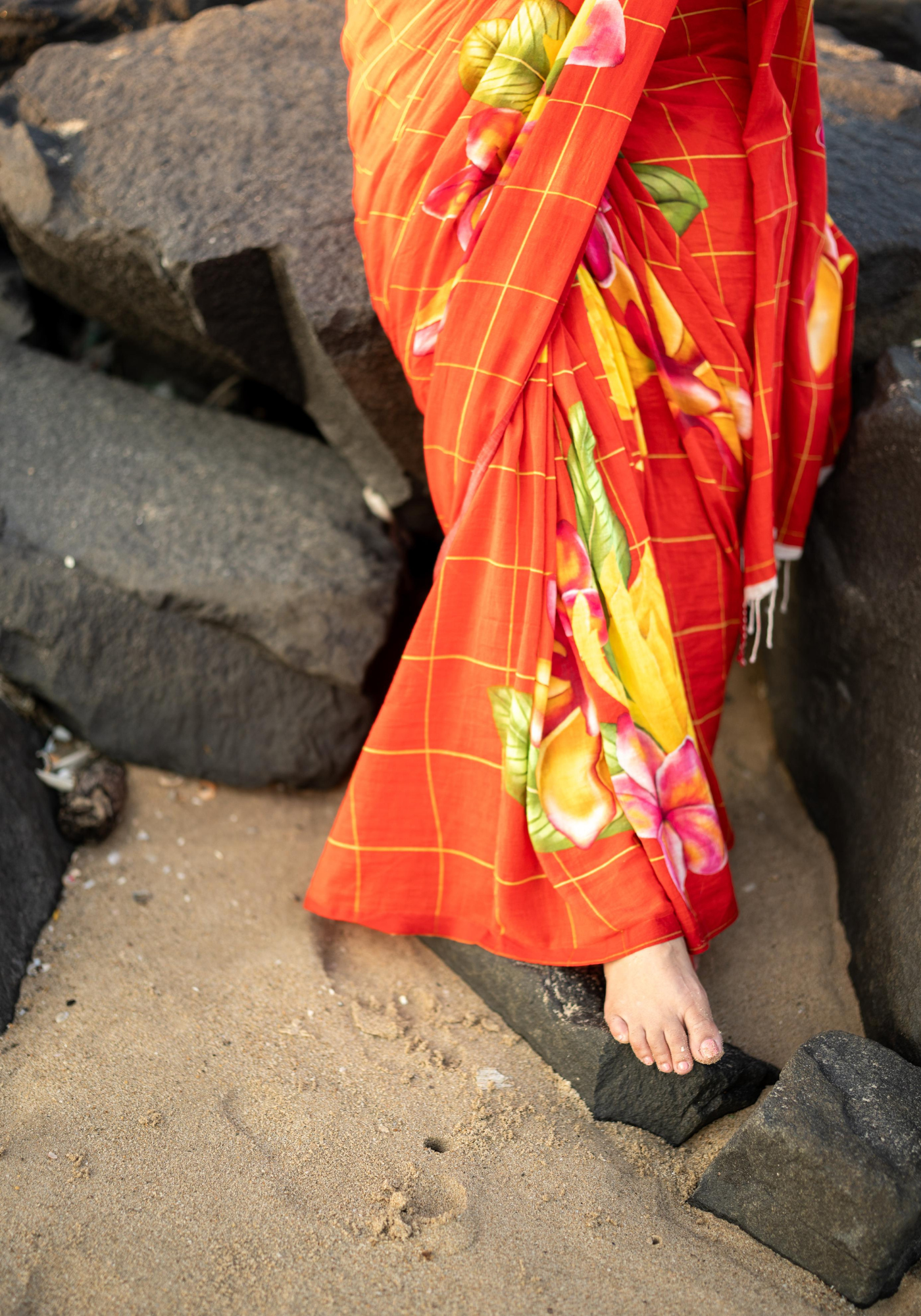 RED FRANGIPANI SAREE