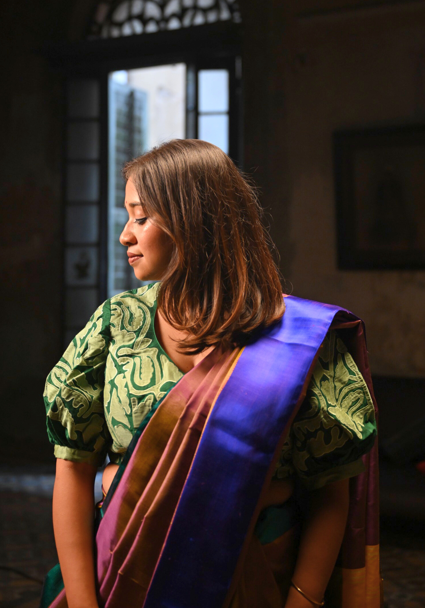 FERN GREEN PATCH WORK BLOUSE