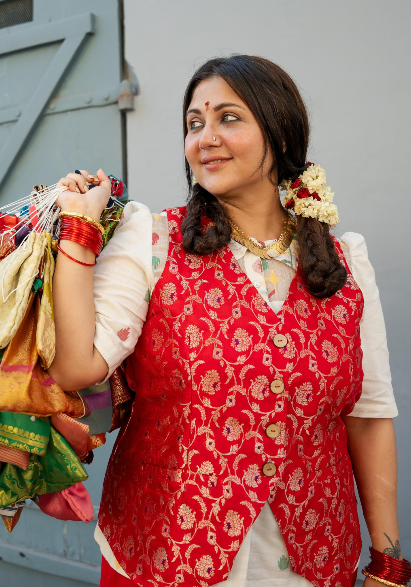 RED BROCADE WAISTCOAT